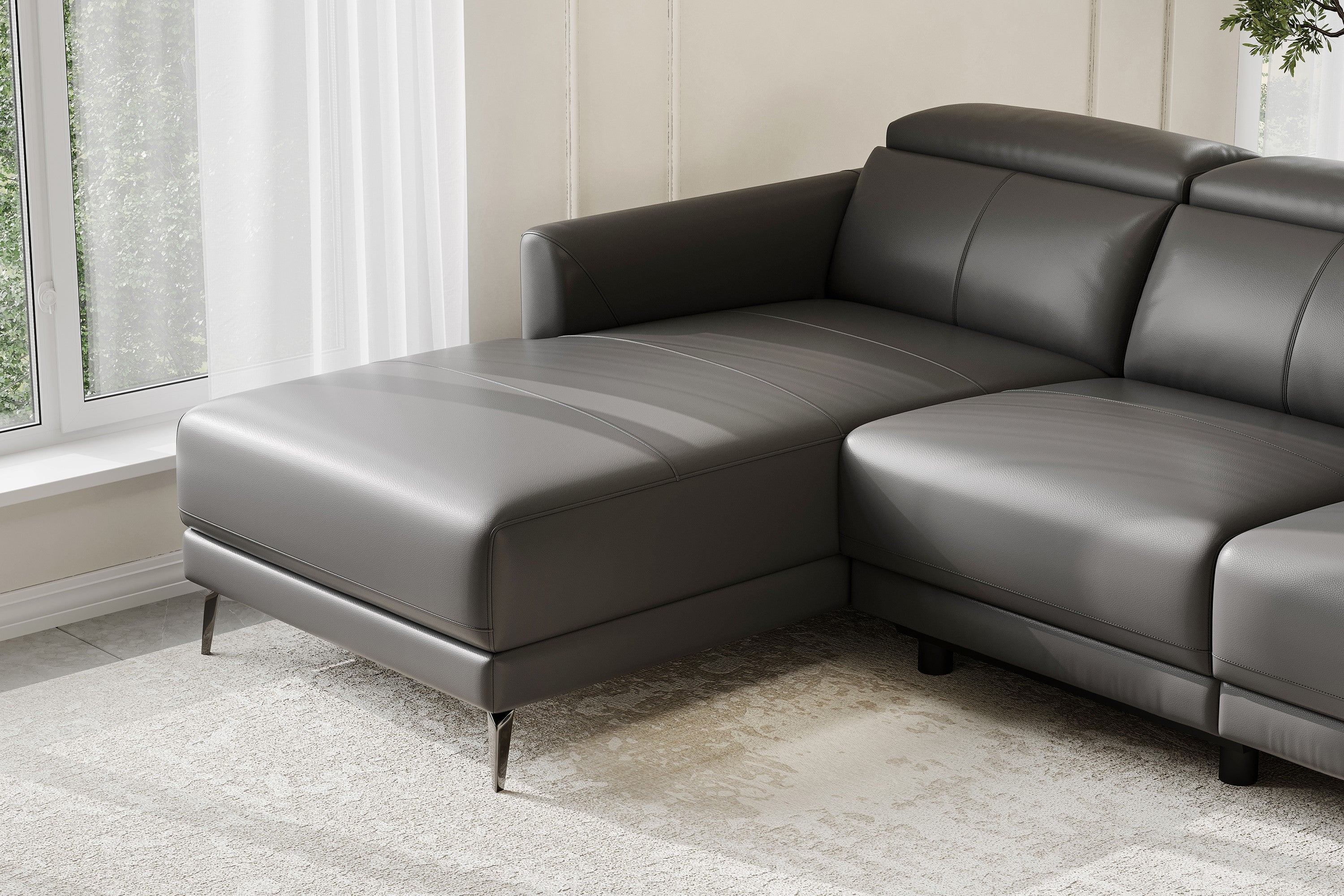 Andria Leather Reclining Sectional Lounge - Image 7