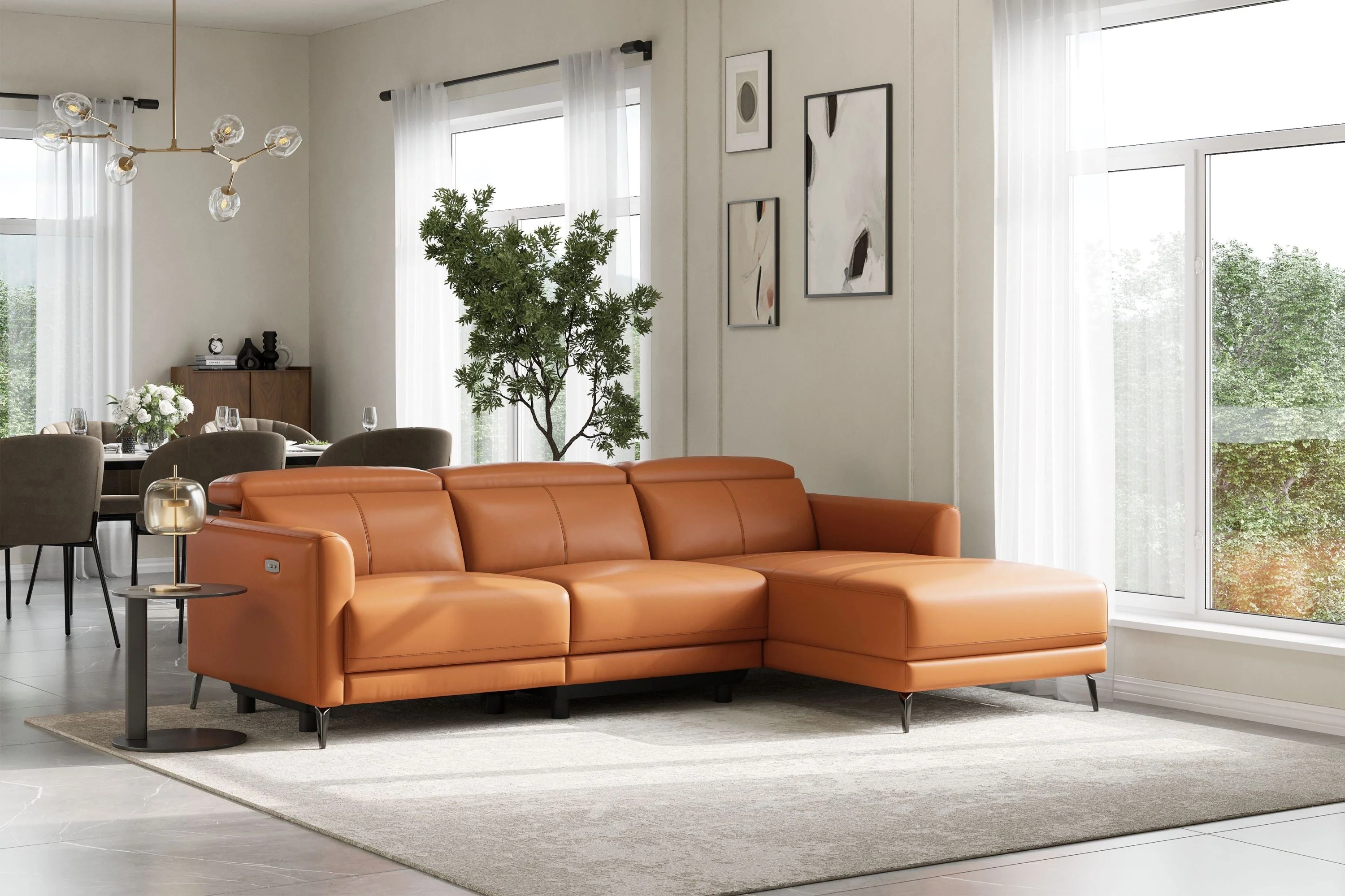 Andria Leather Reclining Sectional Lounge - Image 71