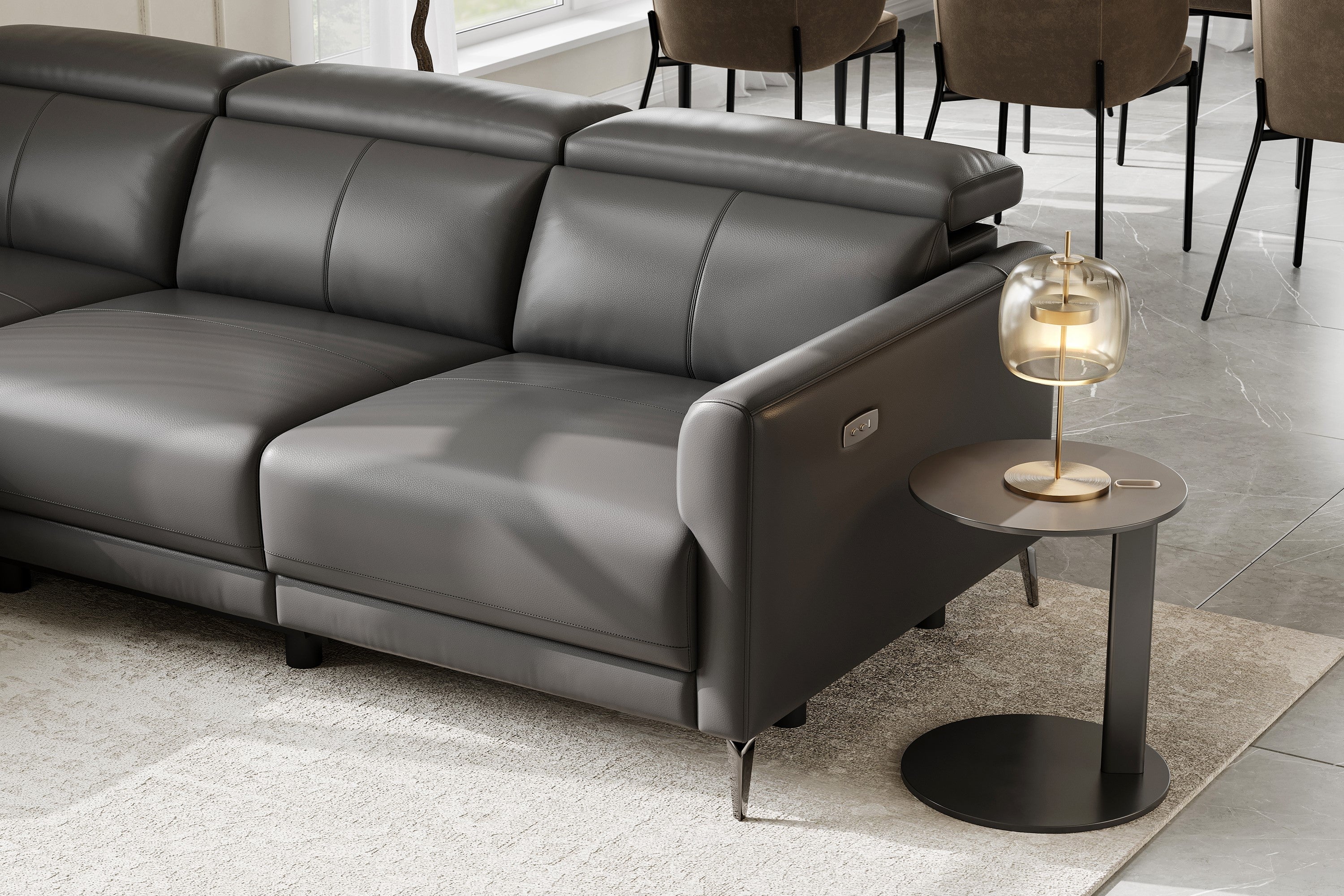 Andria Leather Reclining Sectional Lounge - Image 8