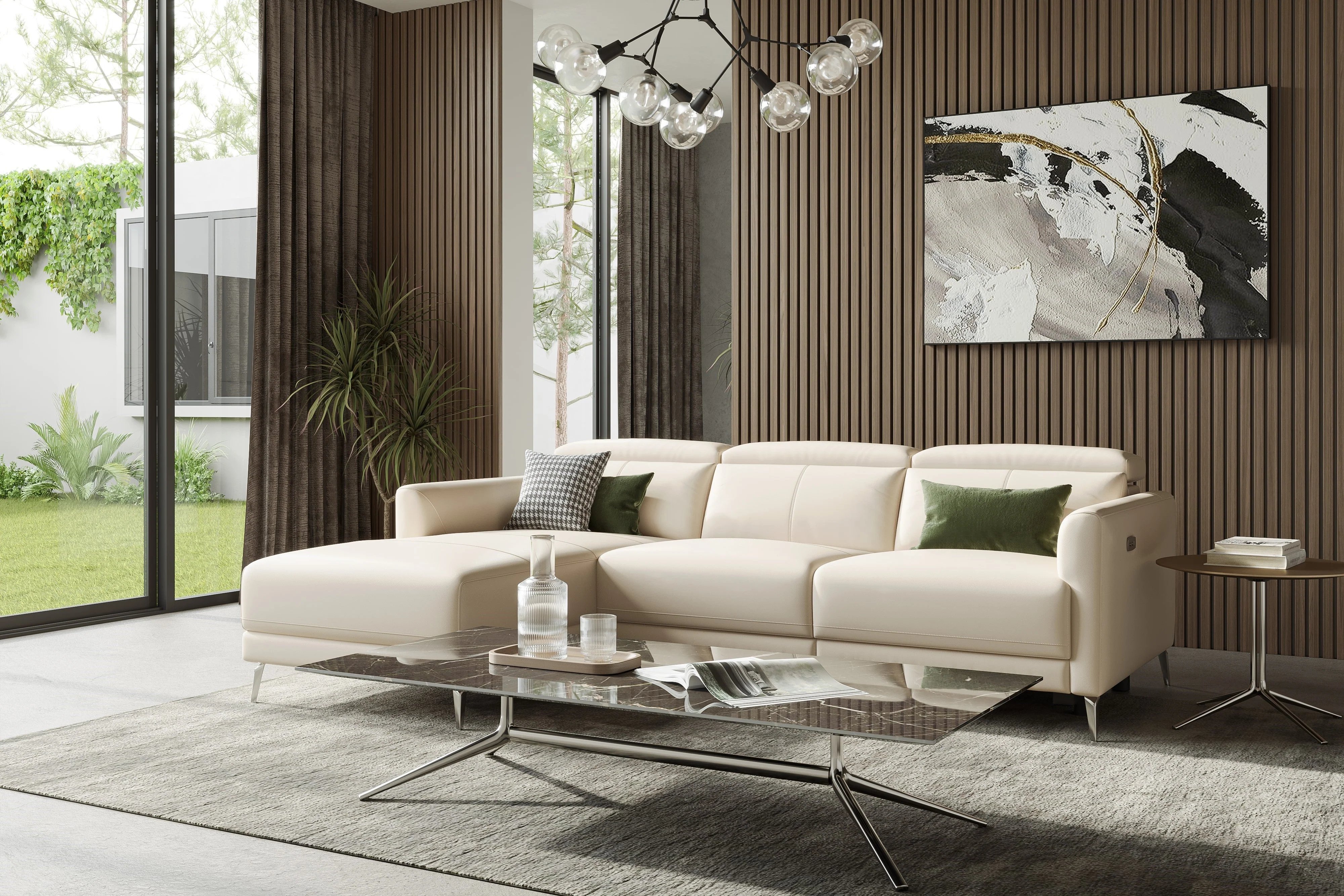Andria Leather Reclining Sectional Lounge - Image 89