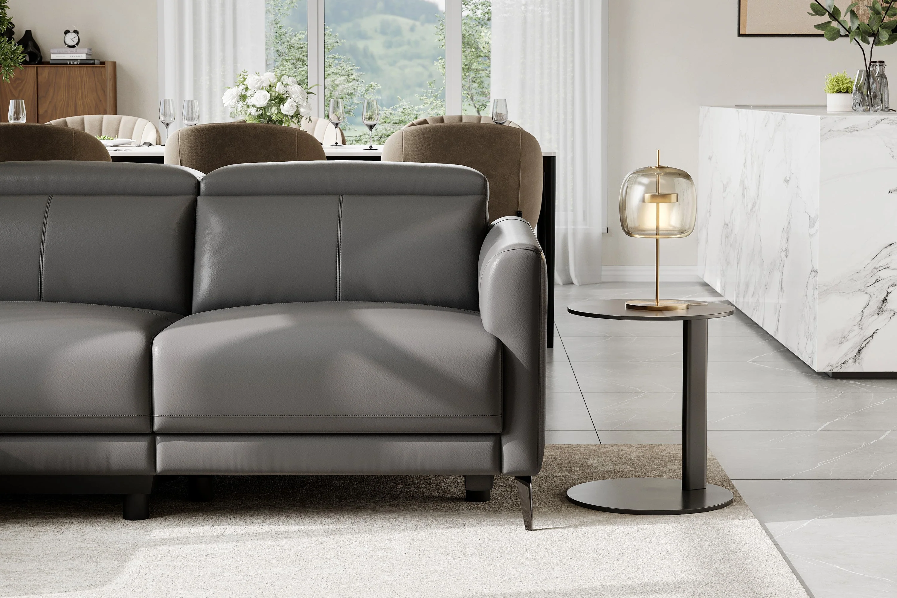 Andria Leather Reclining Sectional Lounge - Image 9