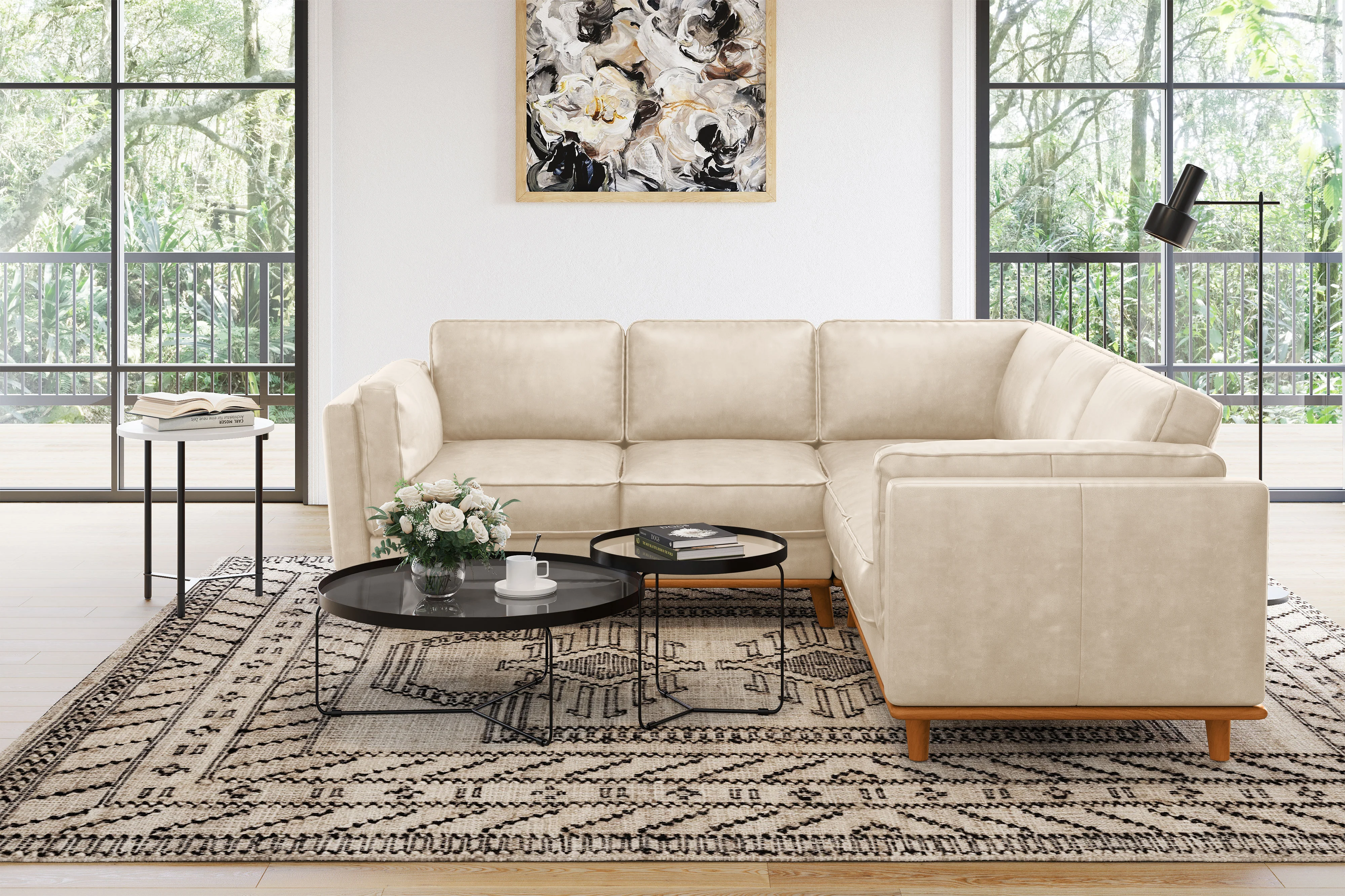 Artisan Leather Corner Sectional Lounge - Image 37