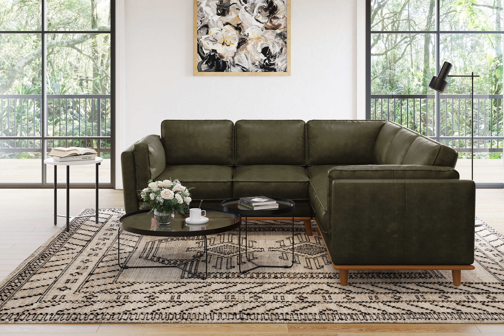 Artisan Leather Corner Sectional Lounge - Image 51