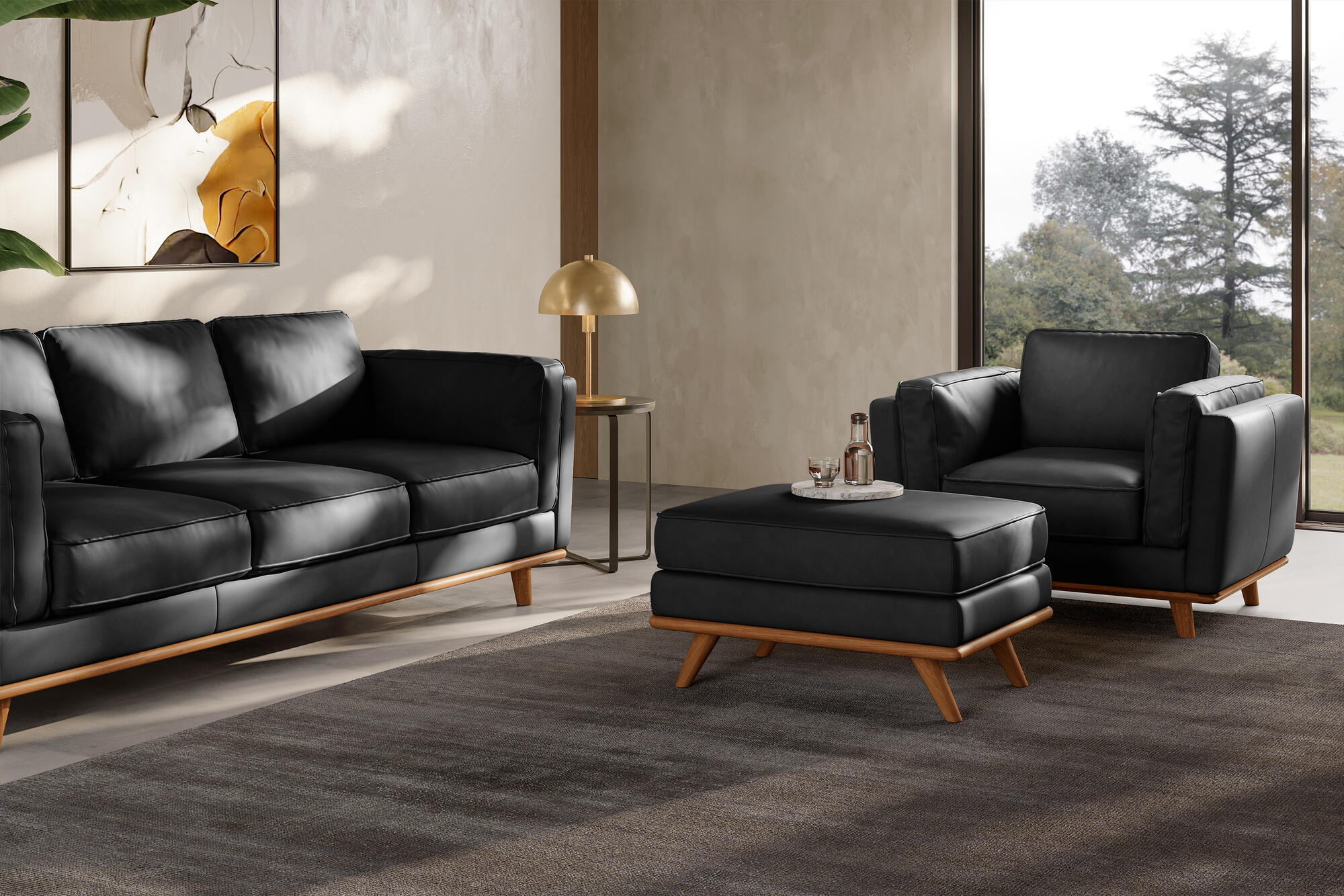 Artisan Leather Ottoman - Image 10