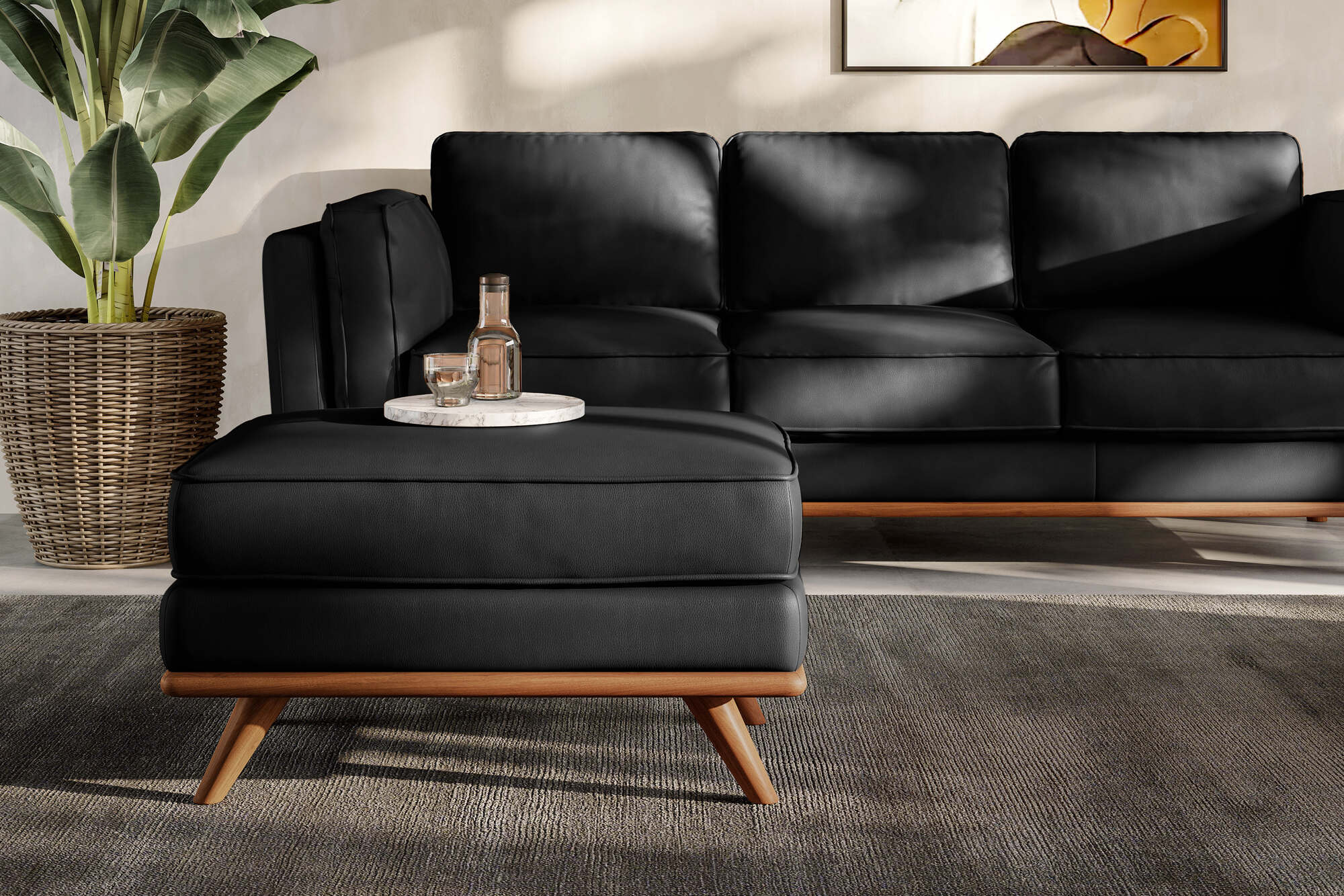 Artisan Leather Ottoman - Image 12