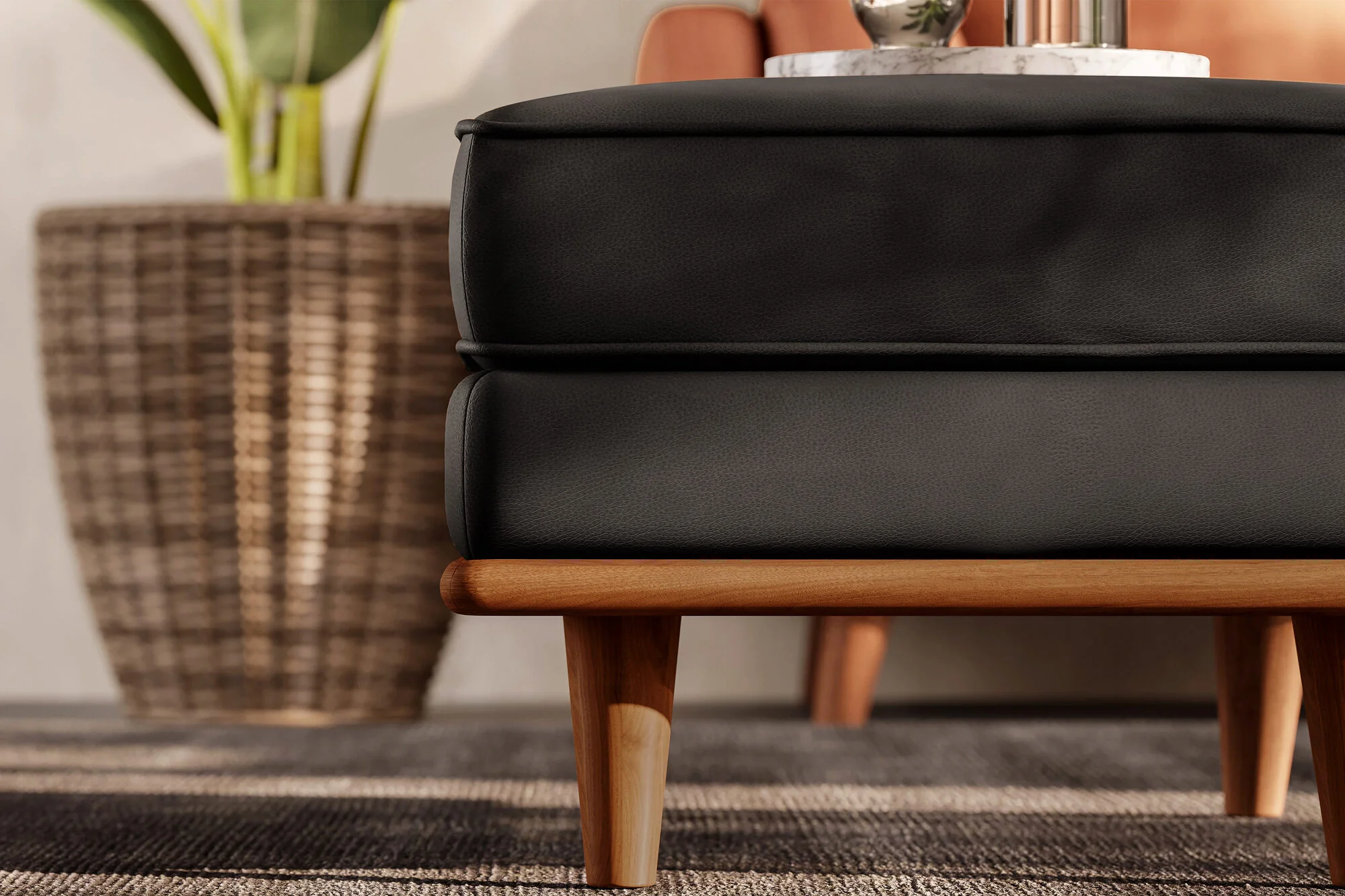Artisan Leather Ottoman - Image 13