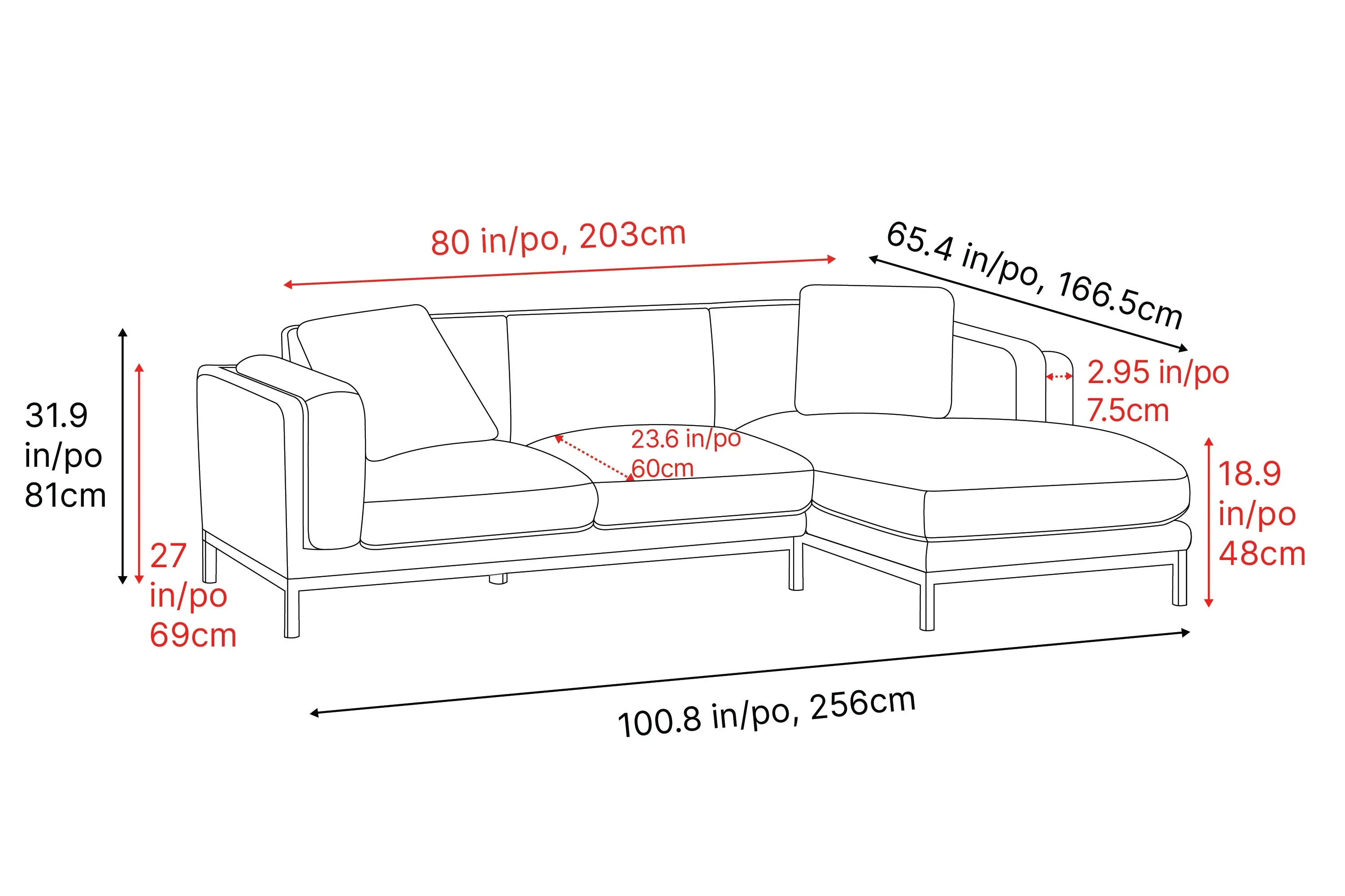 Bergen Fabric Sectional Lounge - Image 15