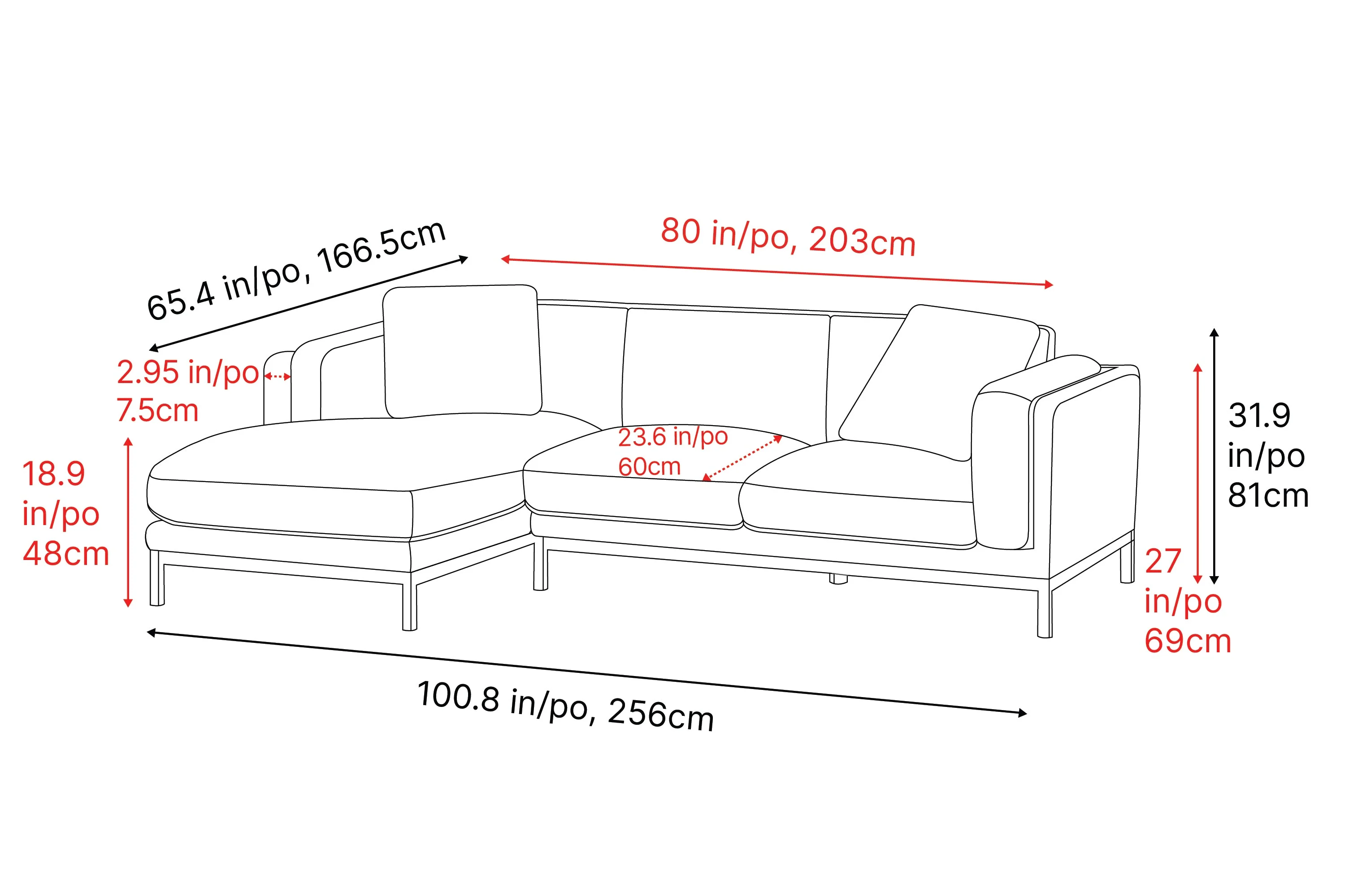 Bergen Fabric Sectional Lounge - Image 3
