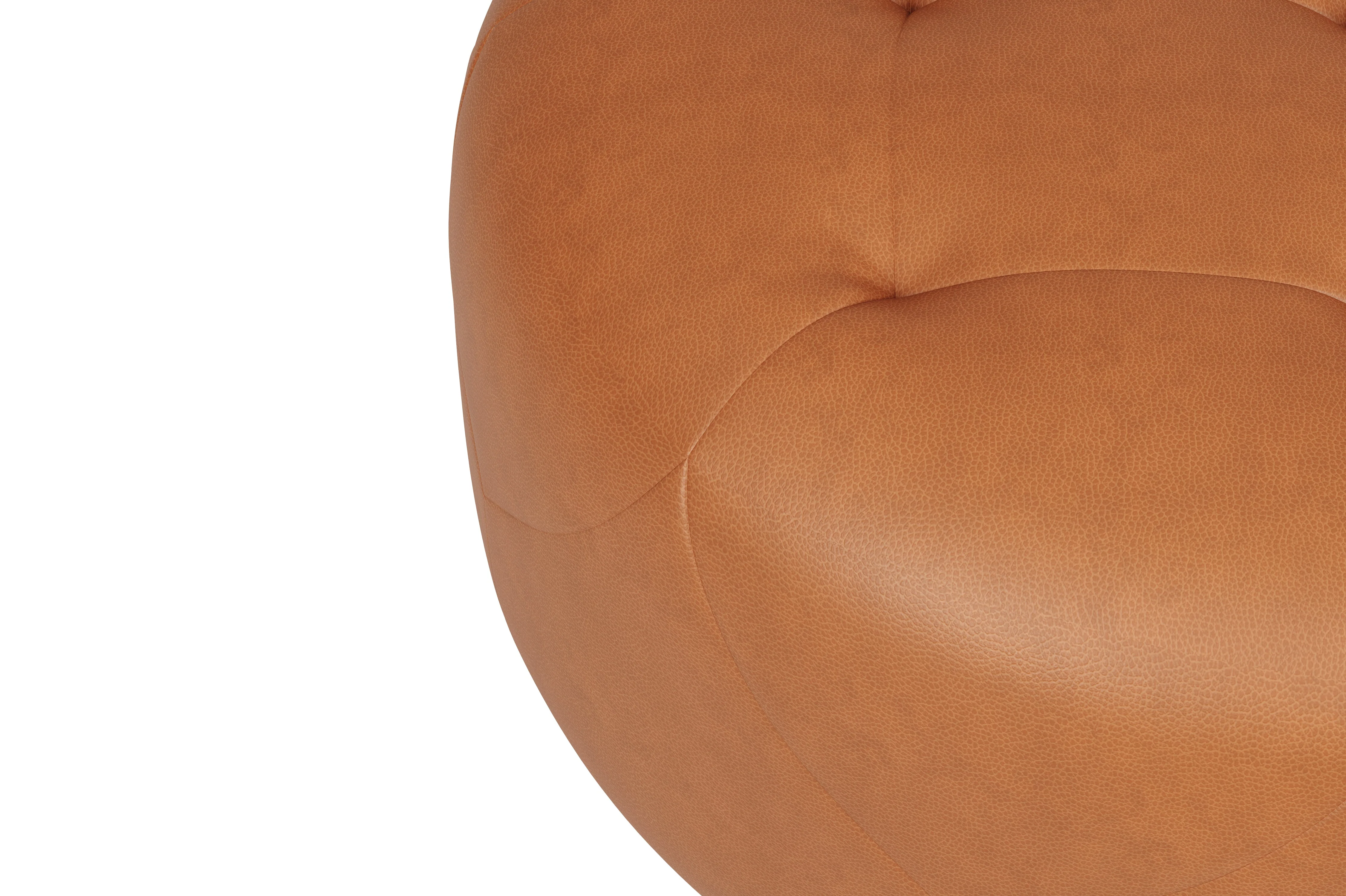 Brandy Round Full Leather Ottoman - Image 7