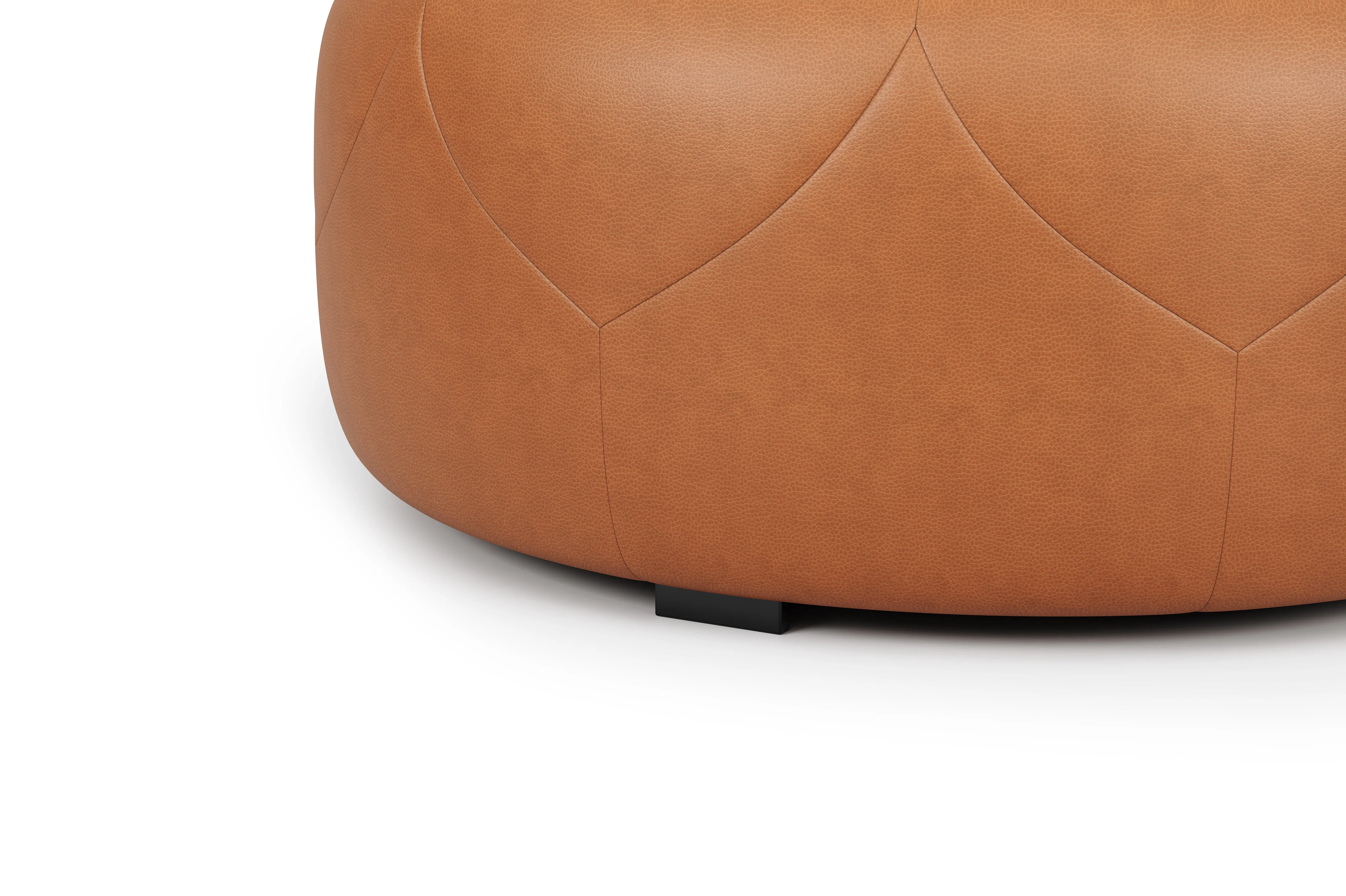 Brandy Round Full Leather Ottoman - Image 8