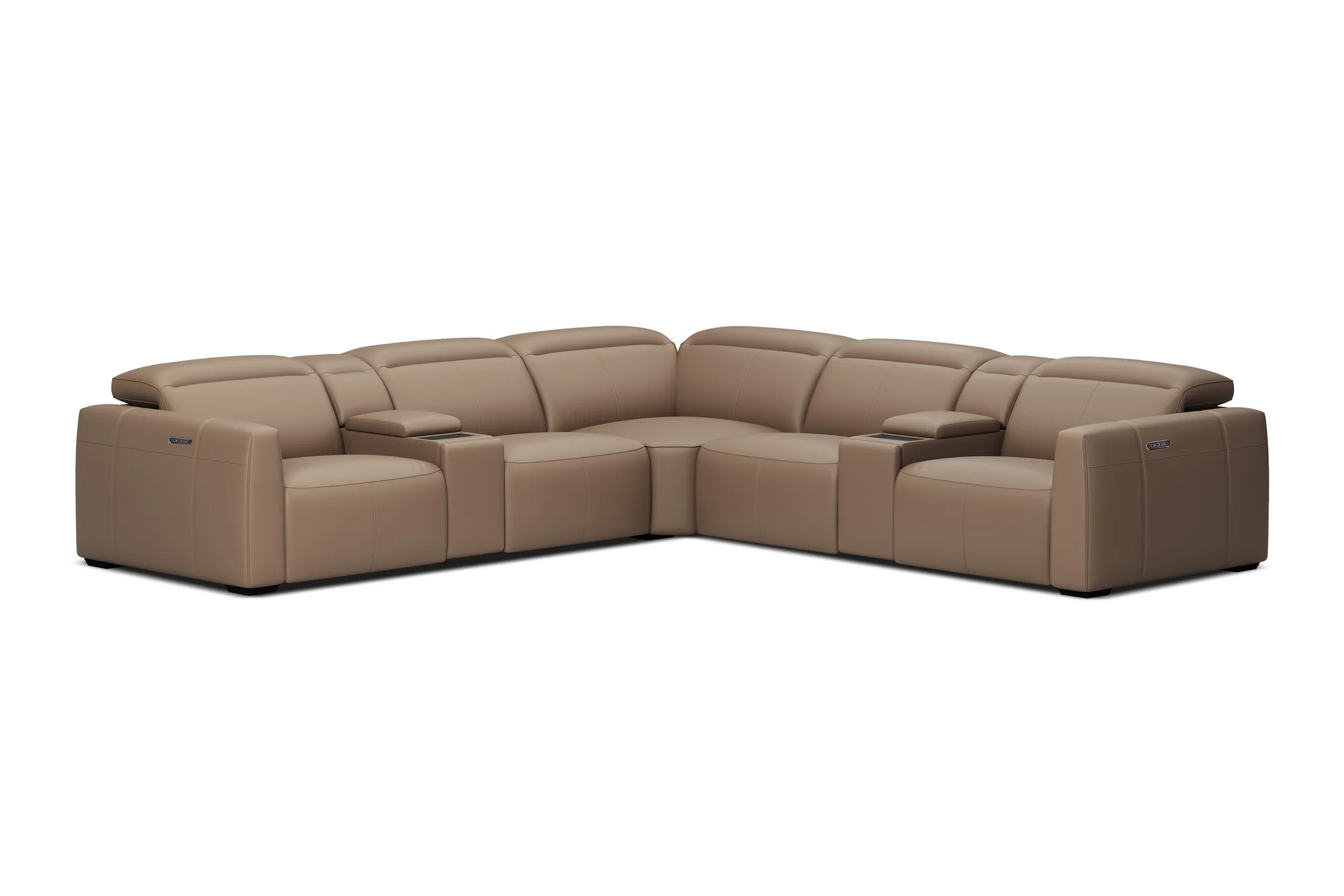 Carmen Leather Dual Recliner Corner Sectional with Console - Image 10