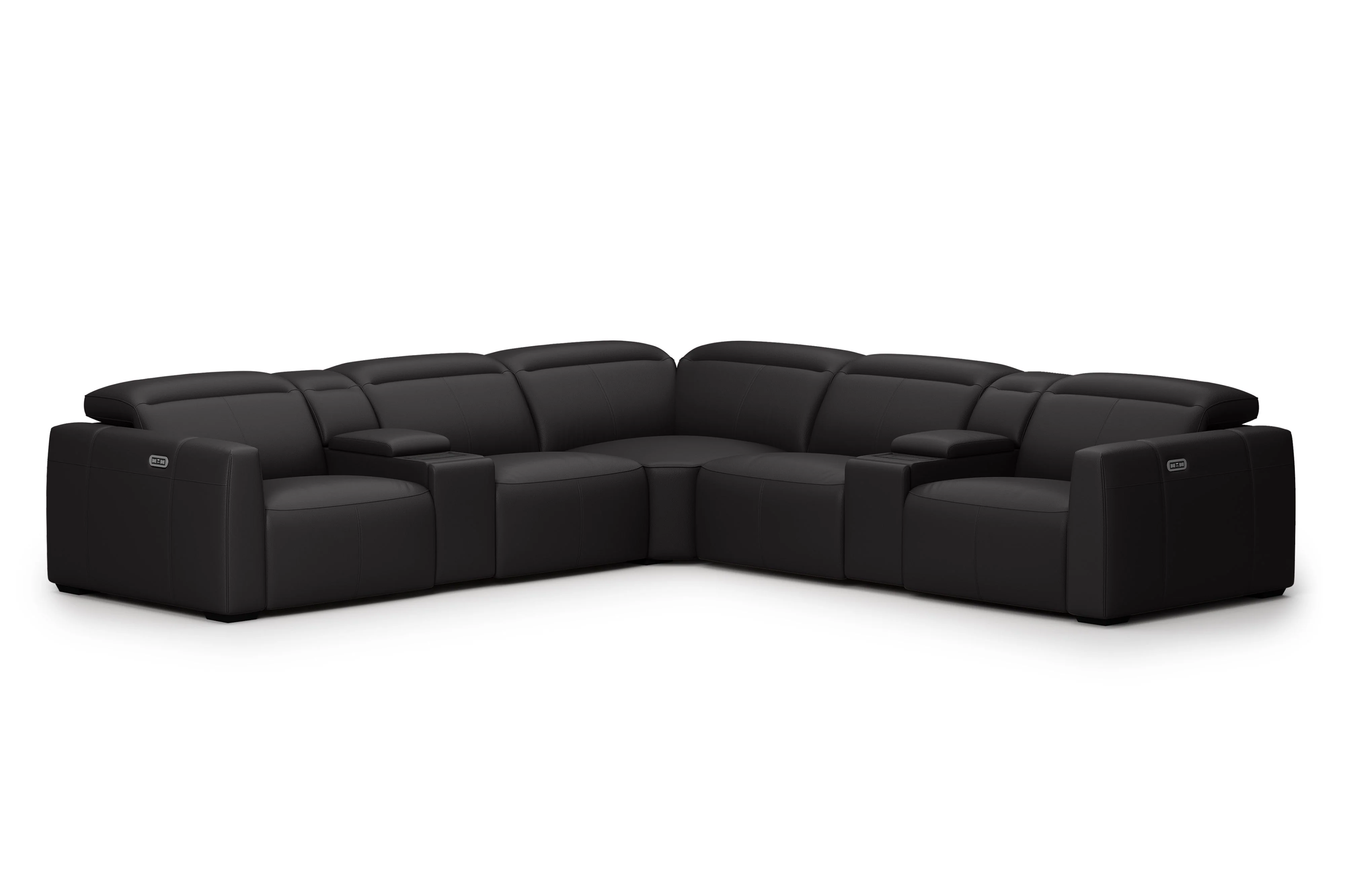 Carmen Leather Dual Recliner Corner Sectional with Console - Image 19