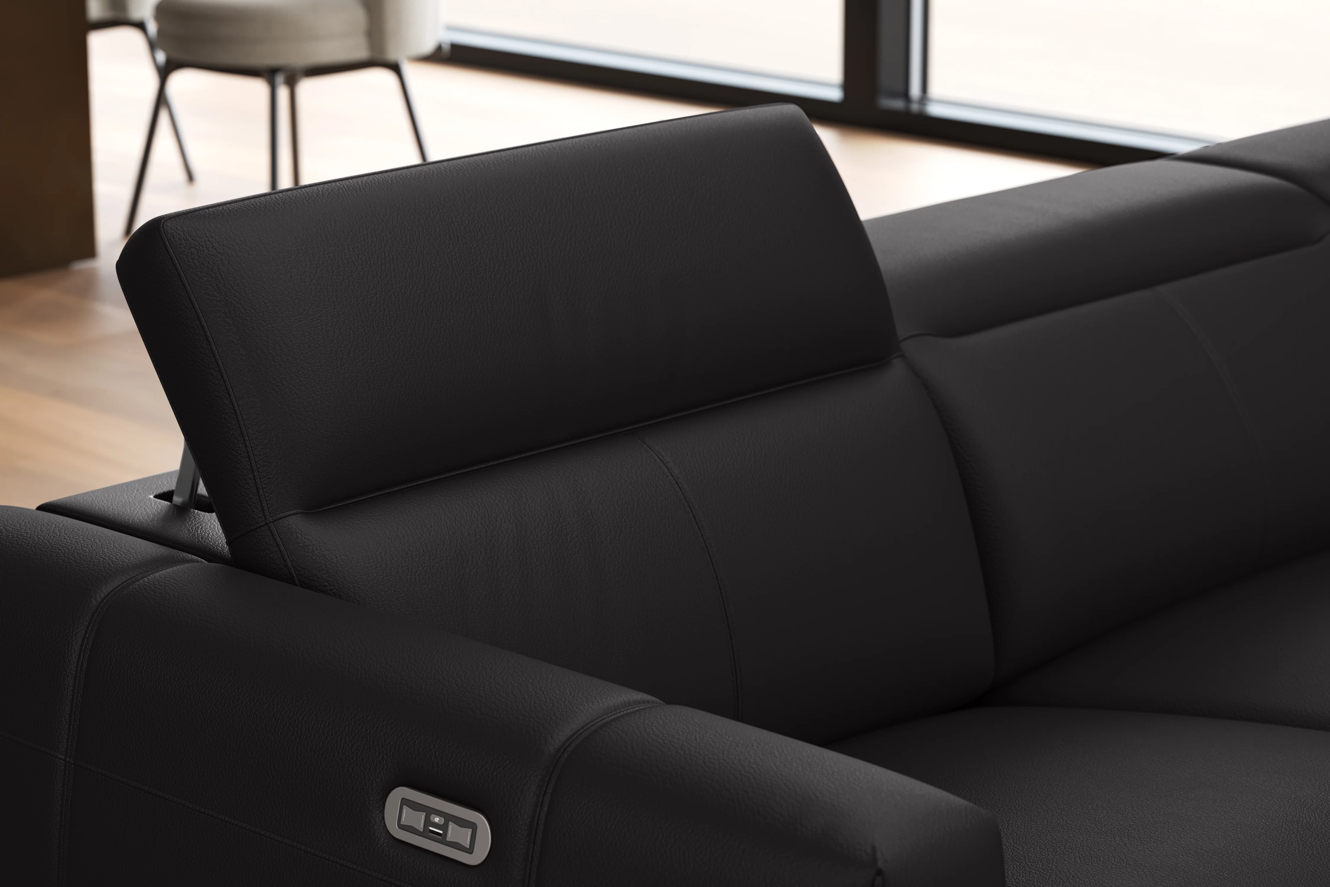 Carmen Leather Dual Recliner Corner Sectional with Console - Image 23
