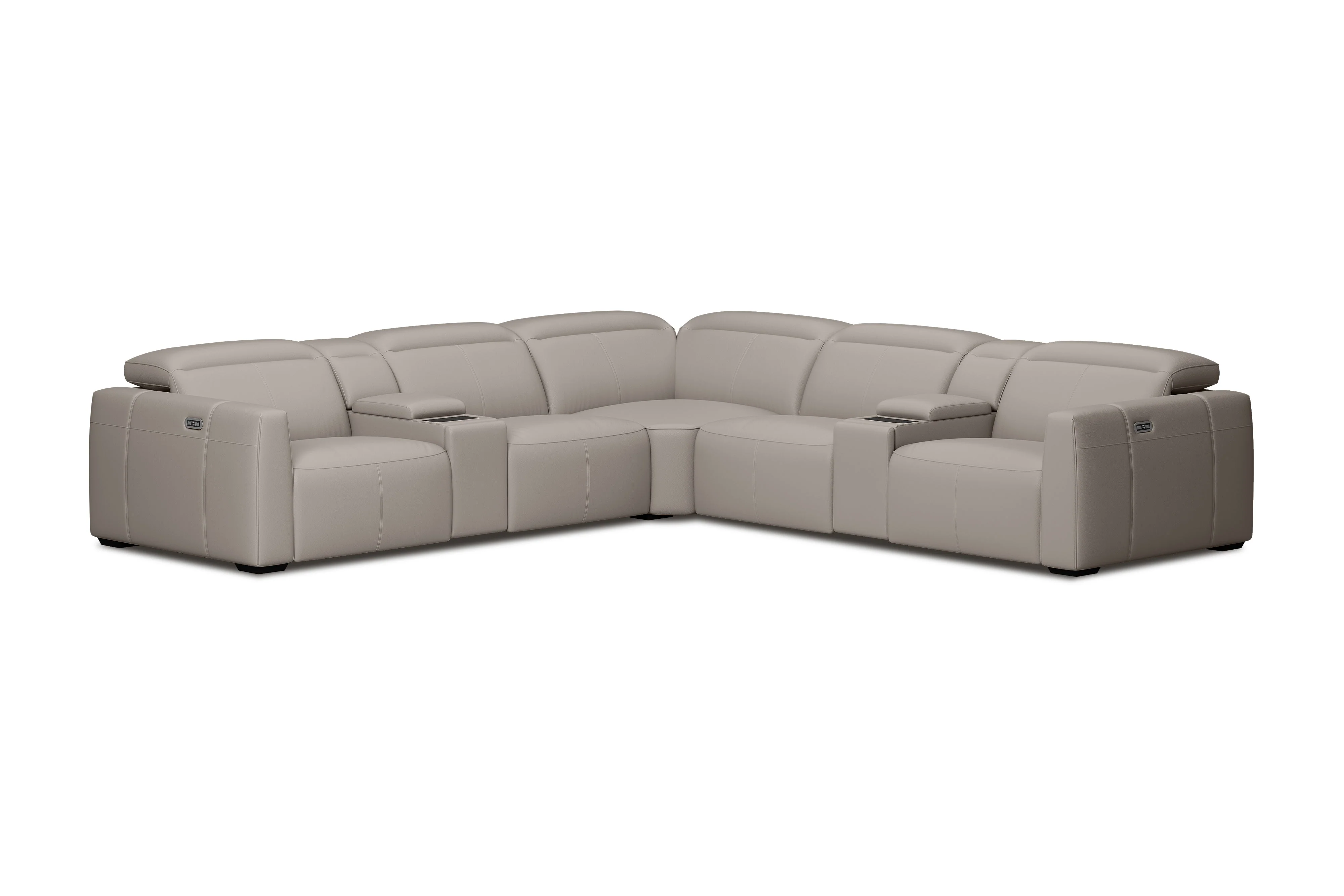Carmen Leather Dual Recliner Corner Sectional with Console - Image 28