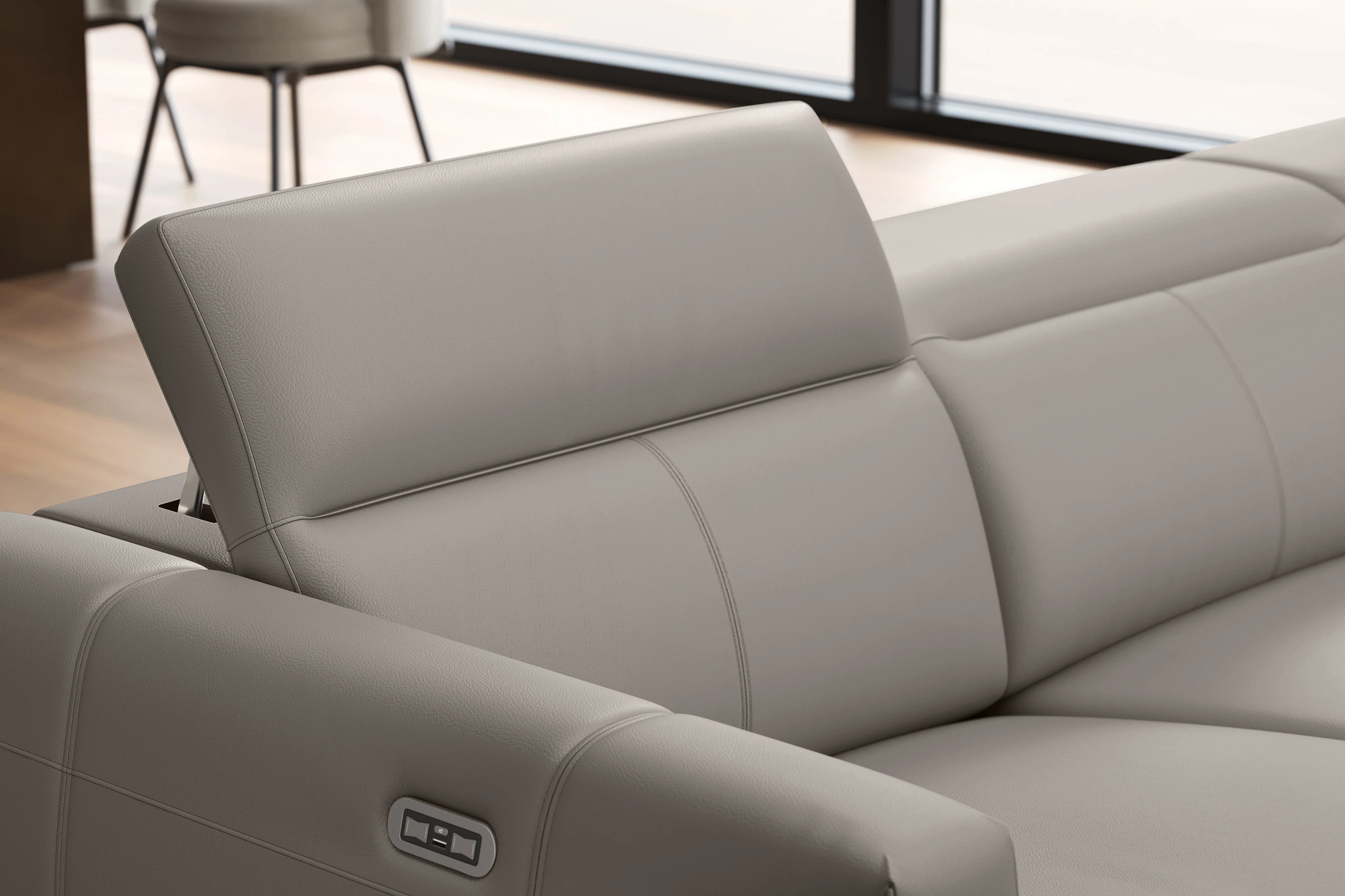 Carmen Leather Dual Recliner Corner Sectional with Console - Image 31