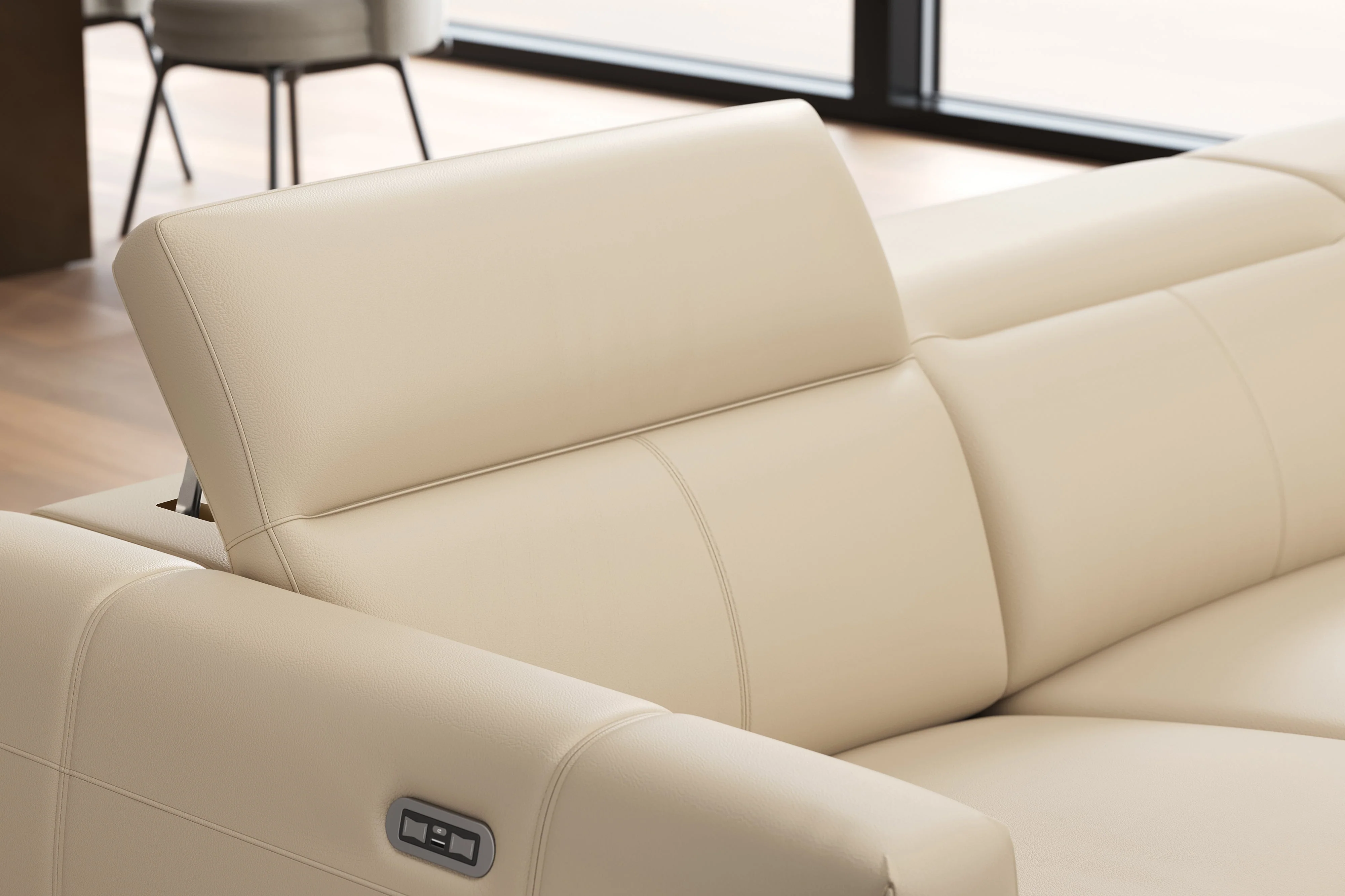 Carmen Leather Dual Recliner Corner Sectional with Console - Image 4