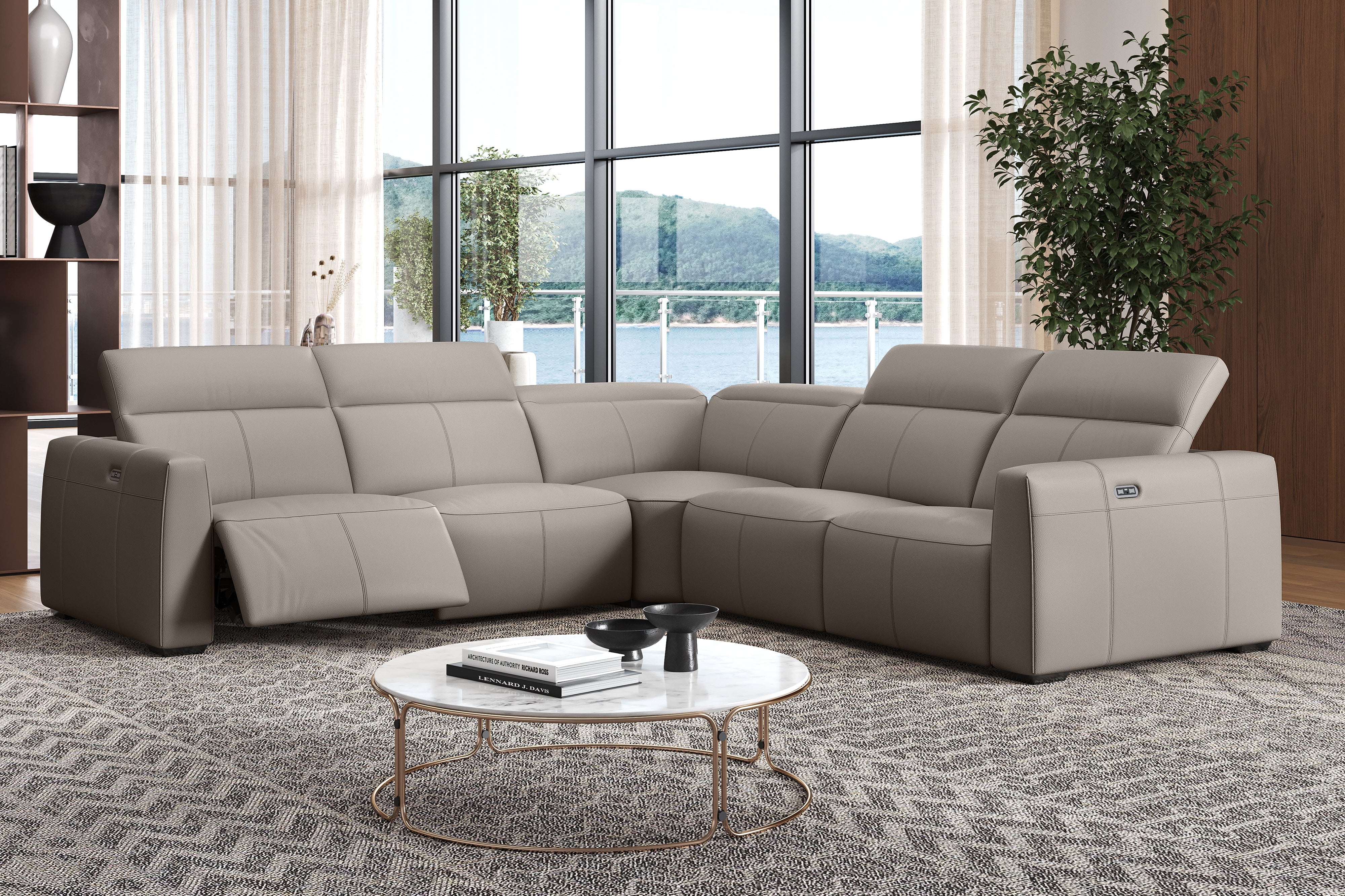 Carmen Leather Dual Recliner Corner Sectional - Image 26
