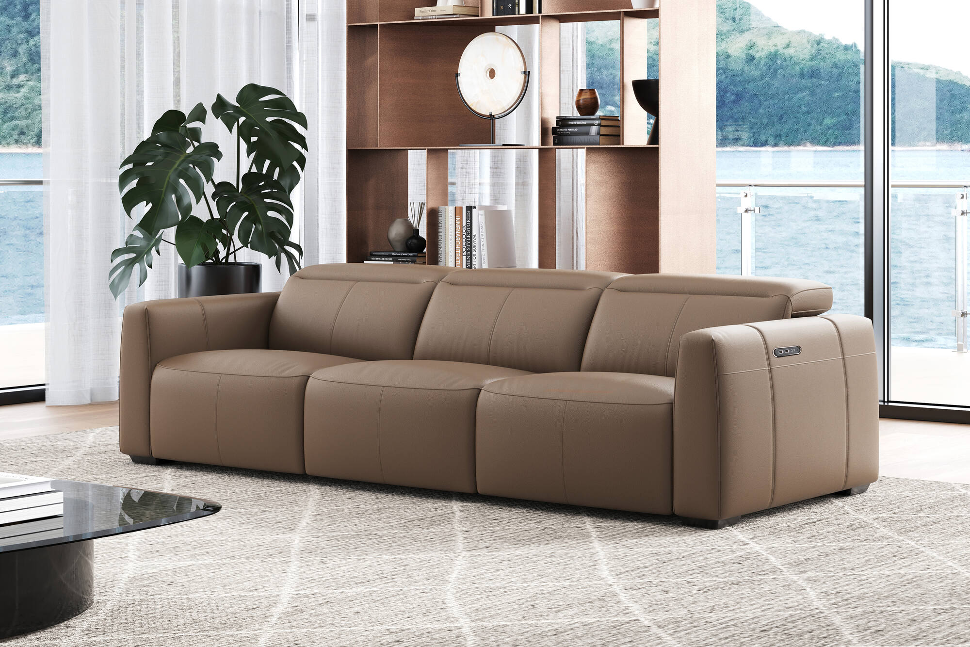 Carmen Leather Dual Recliner Lounge - Image 4