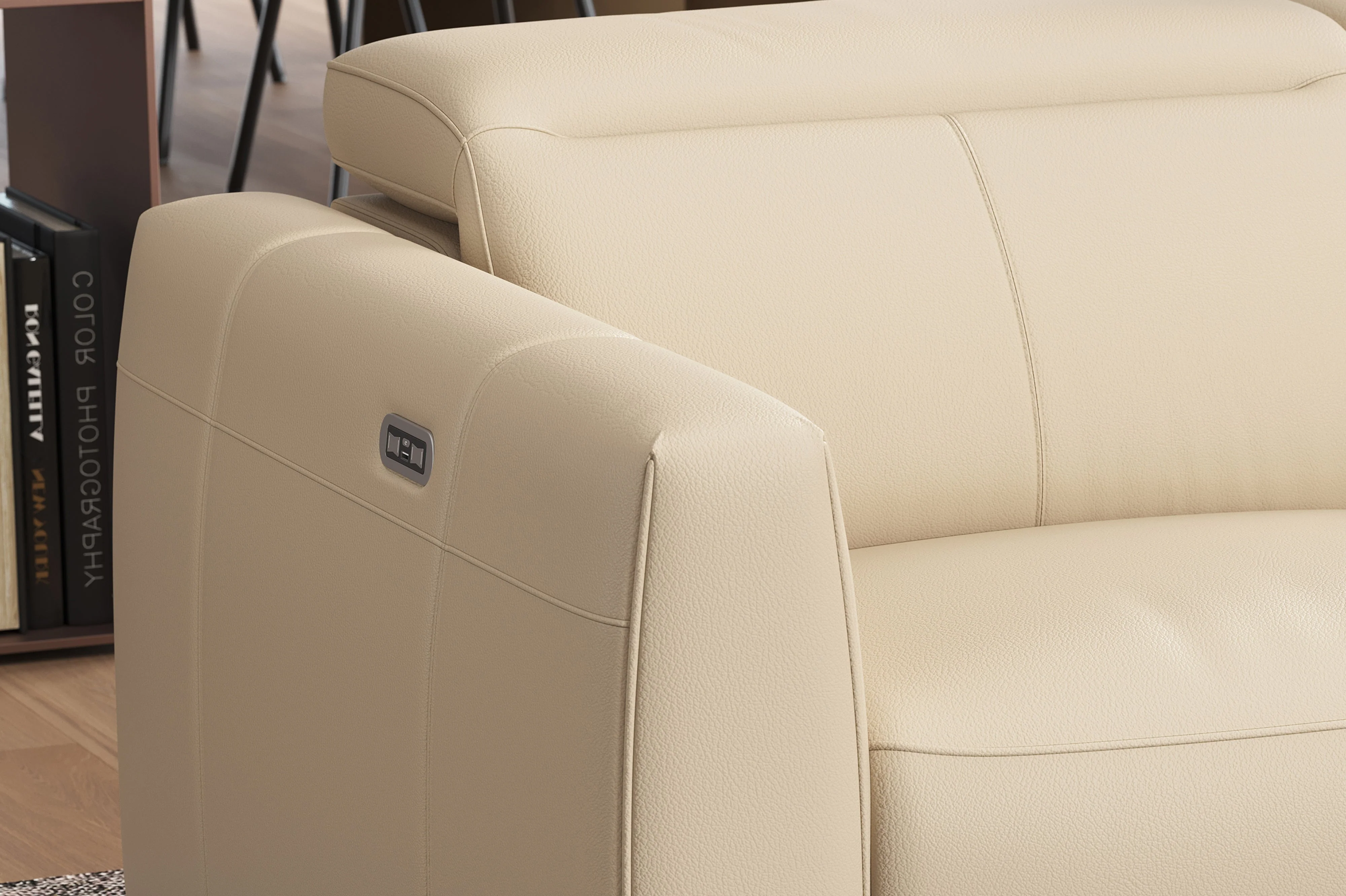 Carmen Leather Dual Recliner Lounge with Console - Image 15