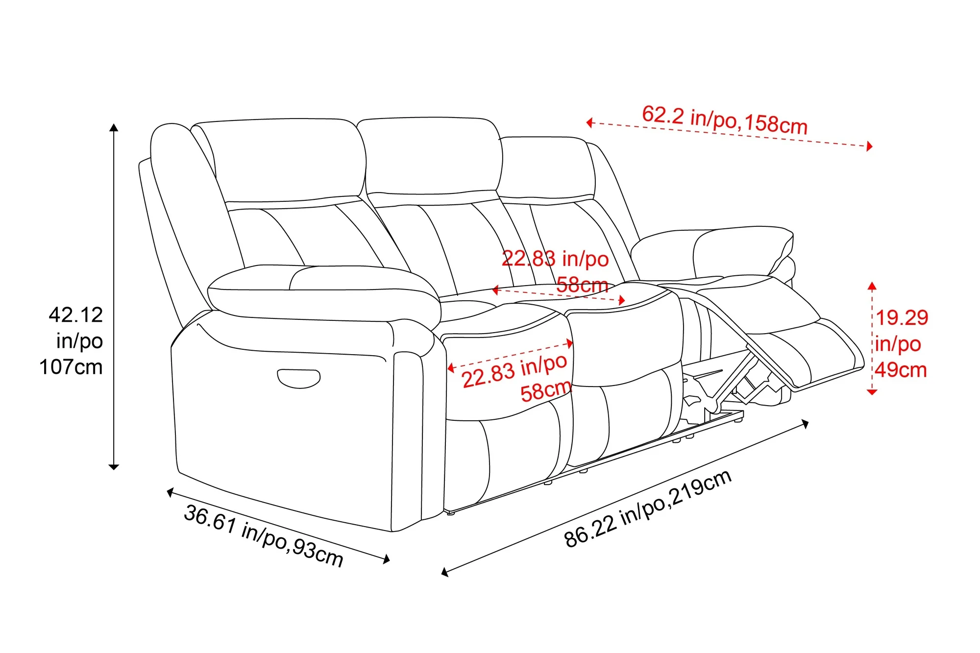Charlie Leather Recliner Lounge - Image 3