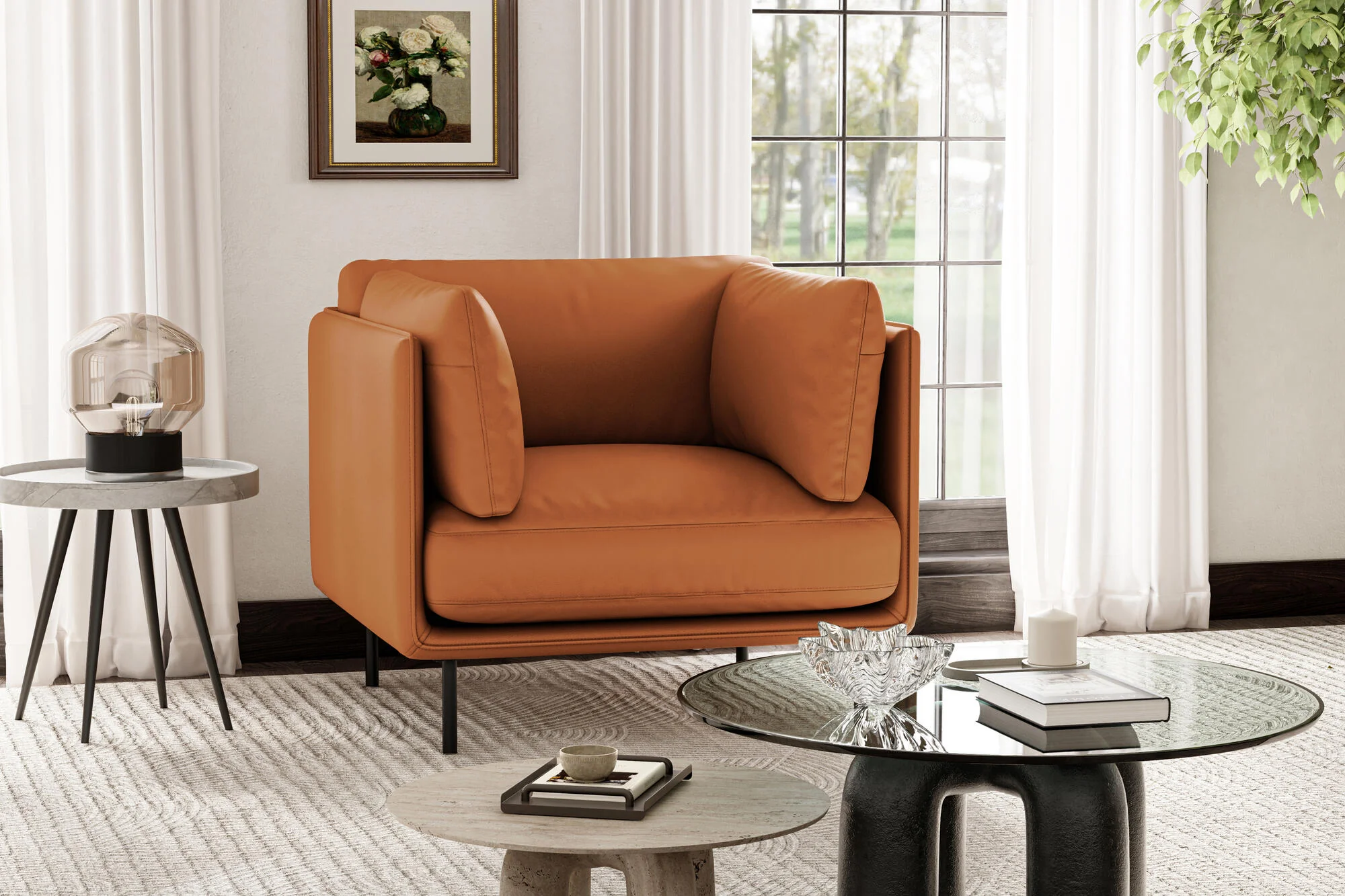 Chloe Leather Accent Chair - Image 2