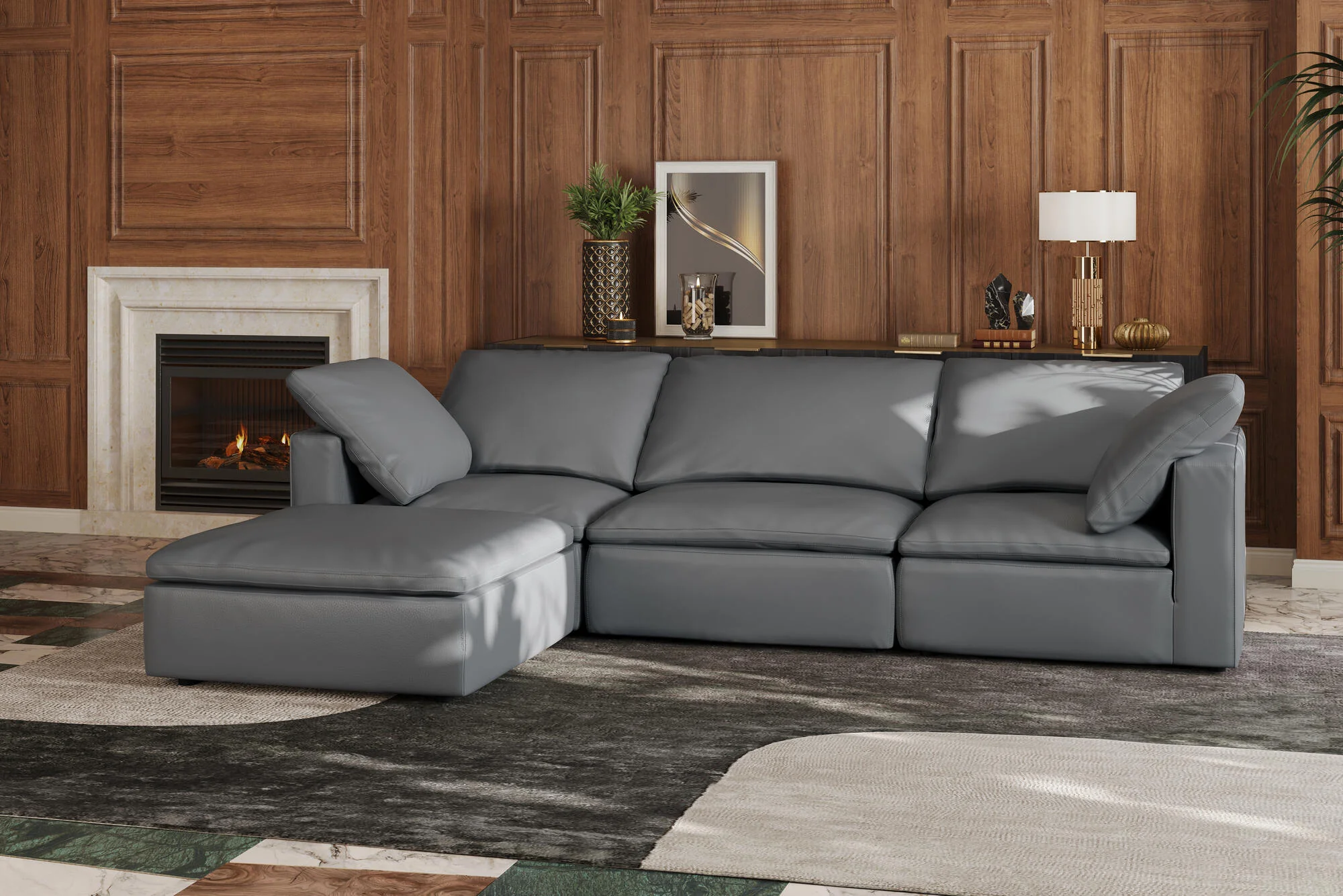 Claire Leather Modular Lounge - Image 116
