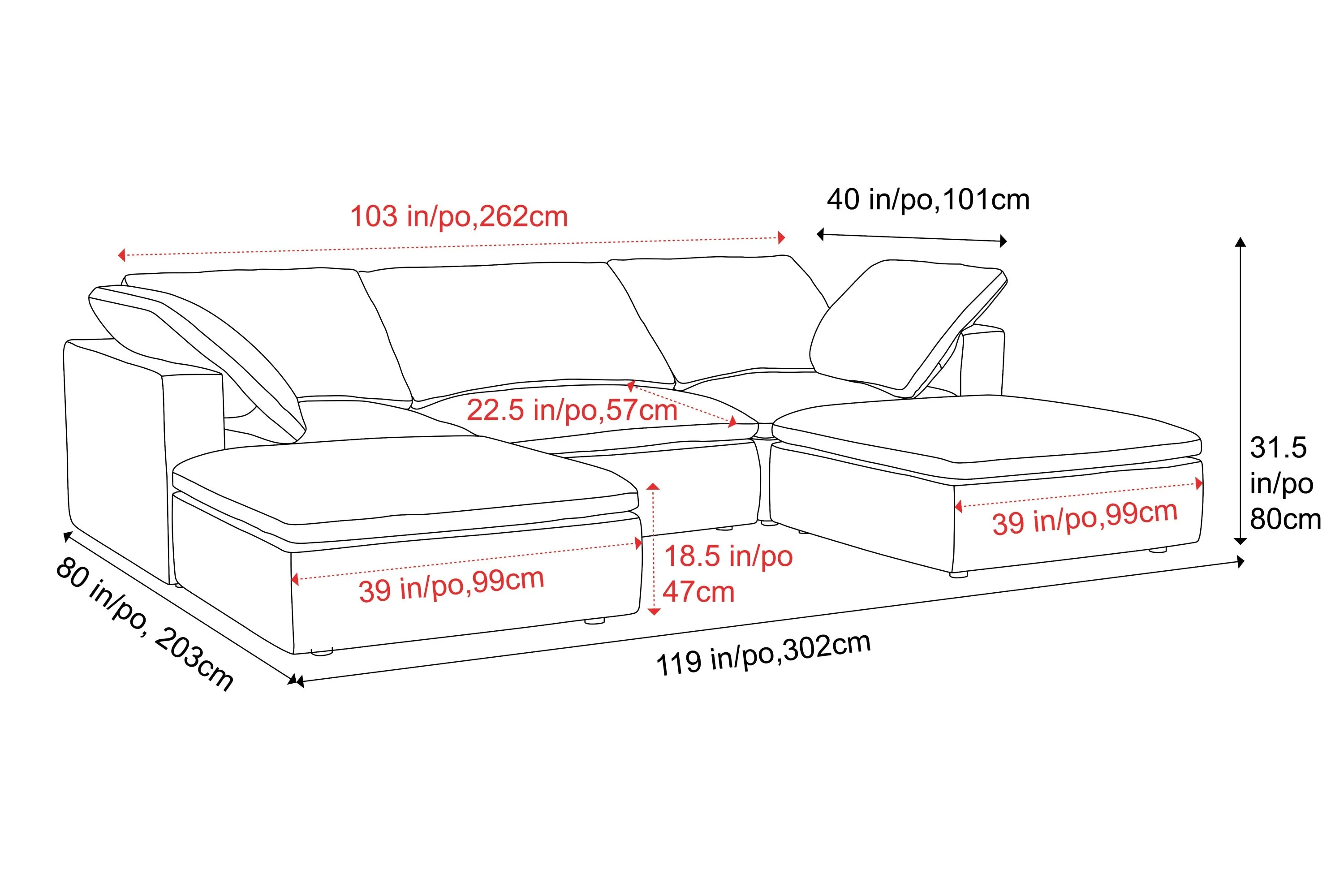 Claire Leather Modular Lounge - Image 150