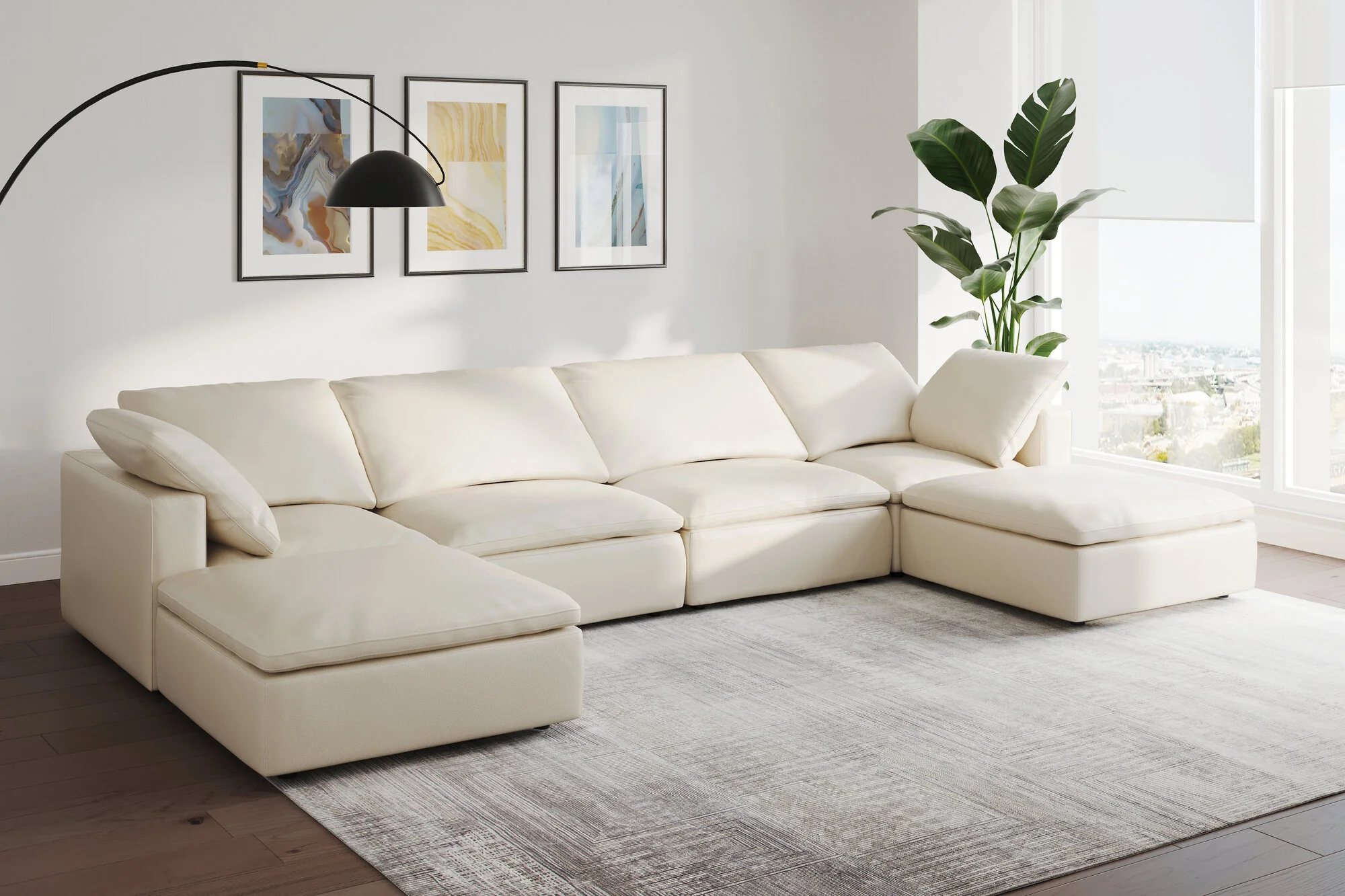 Claire Leather Modular Lounge - Image 18