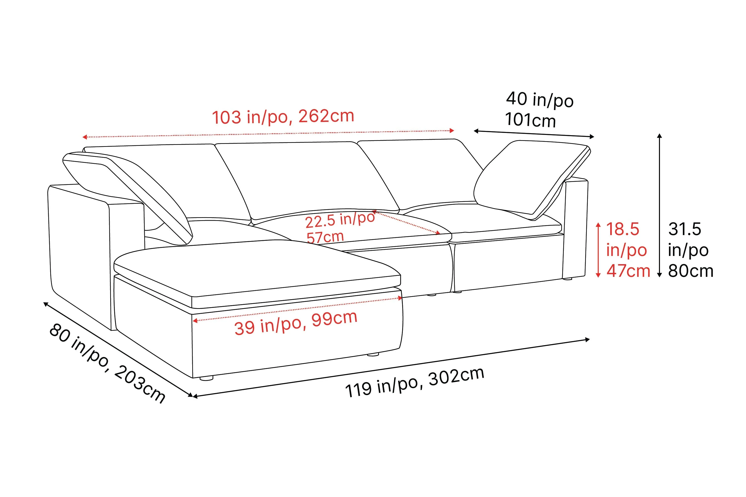 Claire Leather Modular Lounge - Image 23
