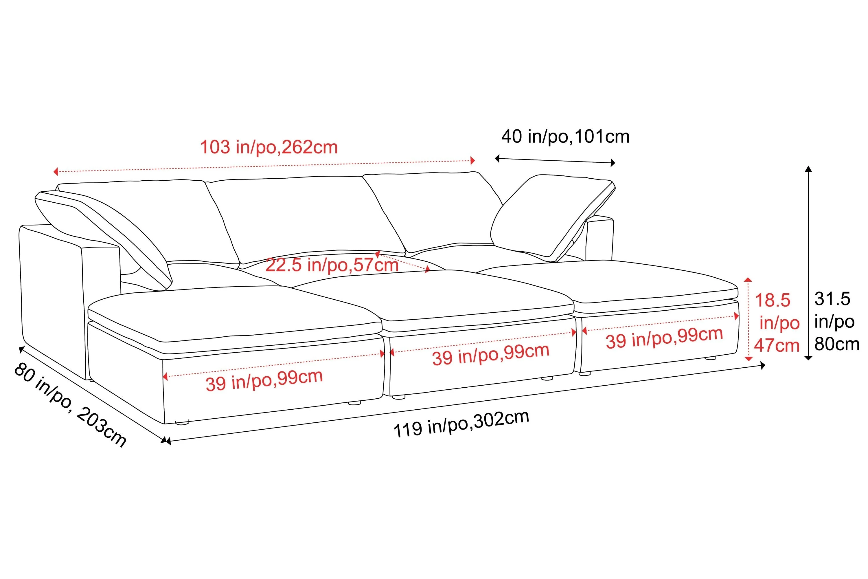 Claire Leather Modular Lounge - Image 43