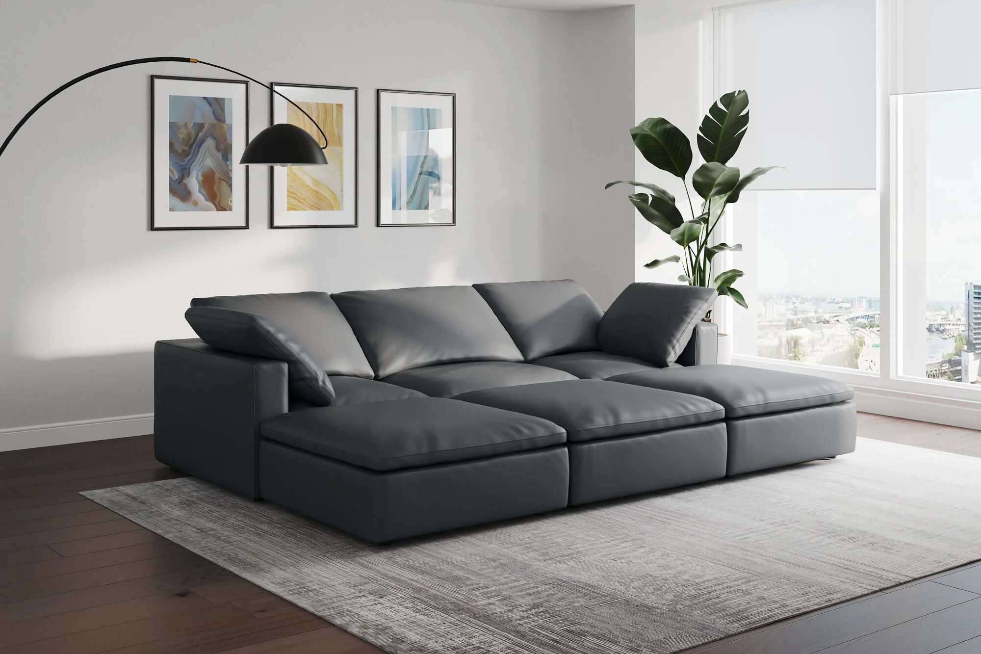 Claire Leather Modular Lounge - Image 77