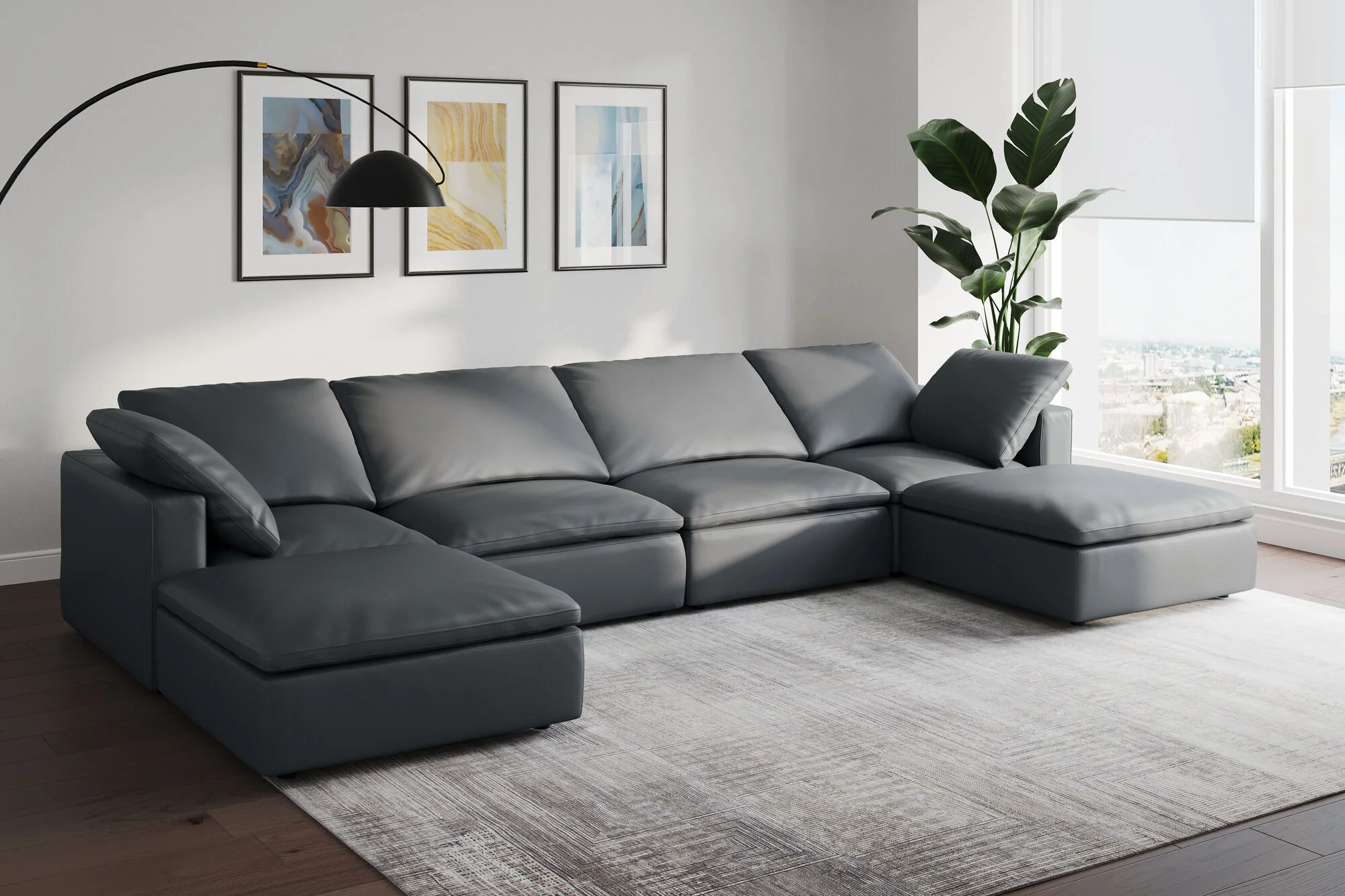Claire Leather Modular Lounge - Image 96
