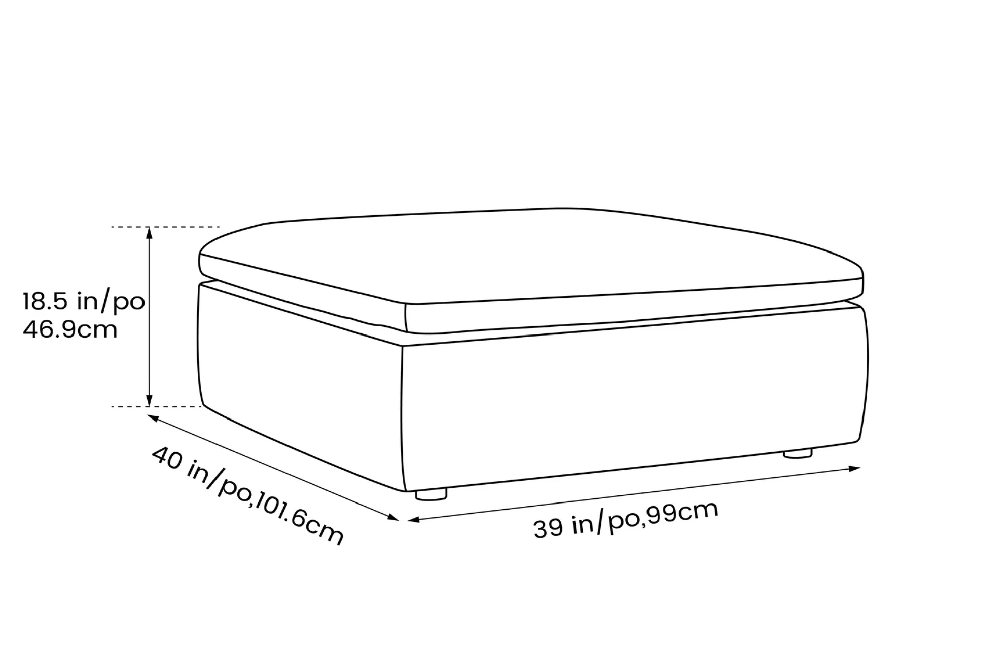 Claire Leather Ottoman - Image 3
