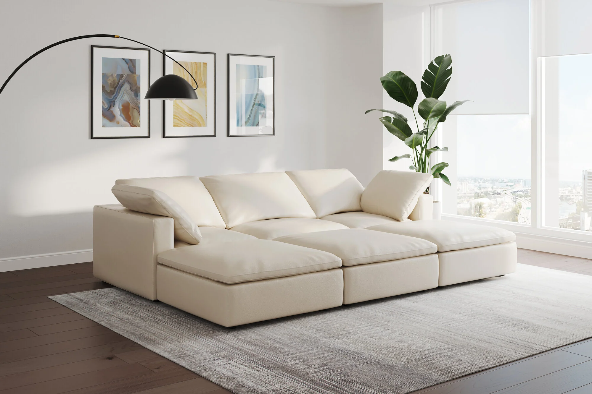 Claire Leather Ottoman - Image 5