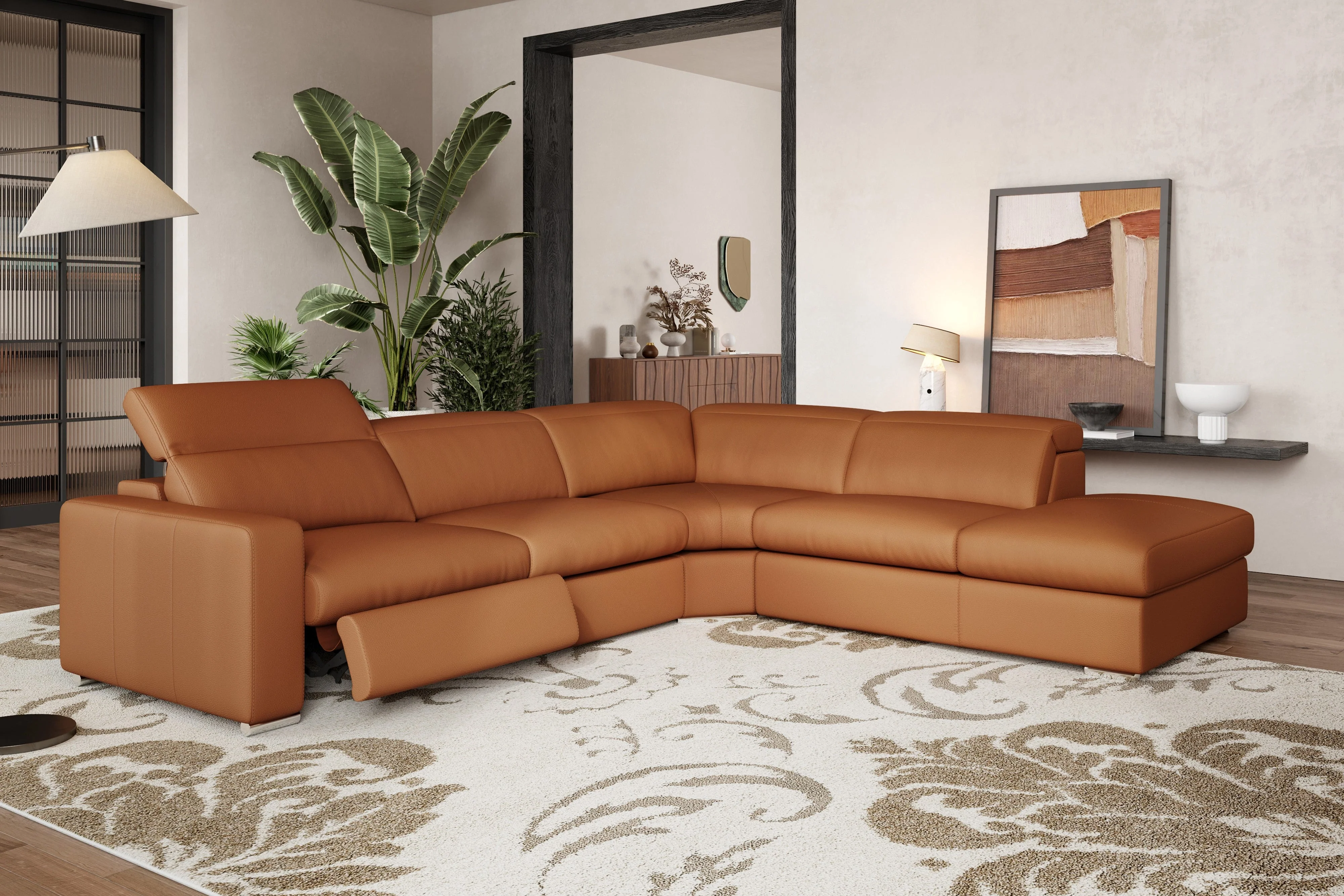 Clara Leather Recliner Sectional Lounge - Image 14