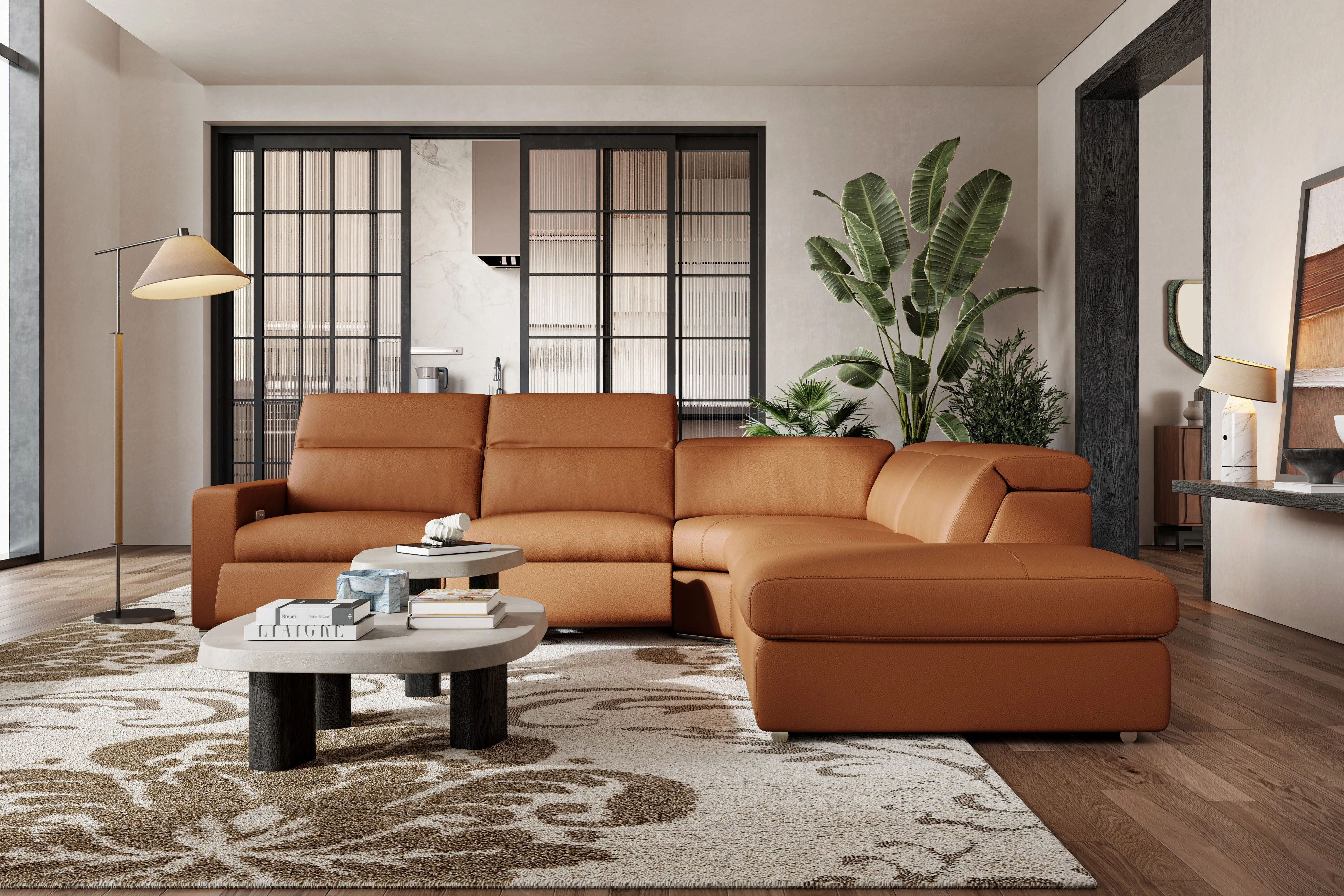 Clara Leather Recliner Sectional Lounge - Image 16