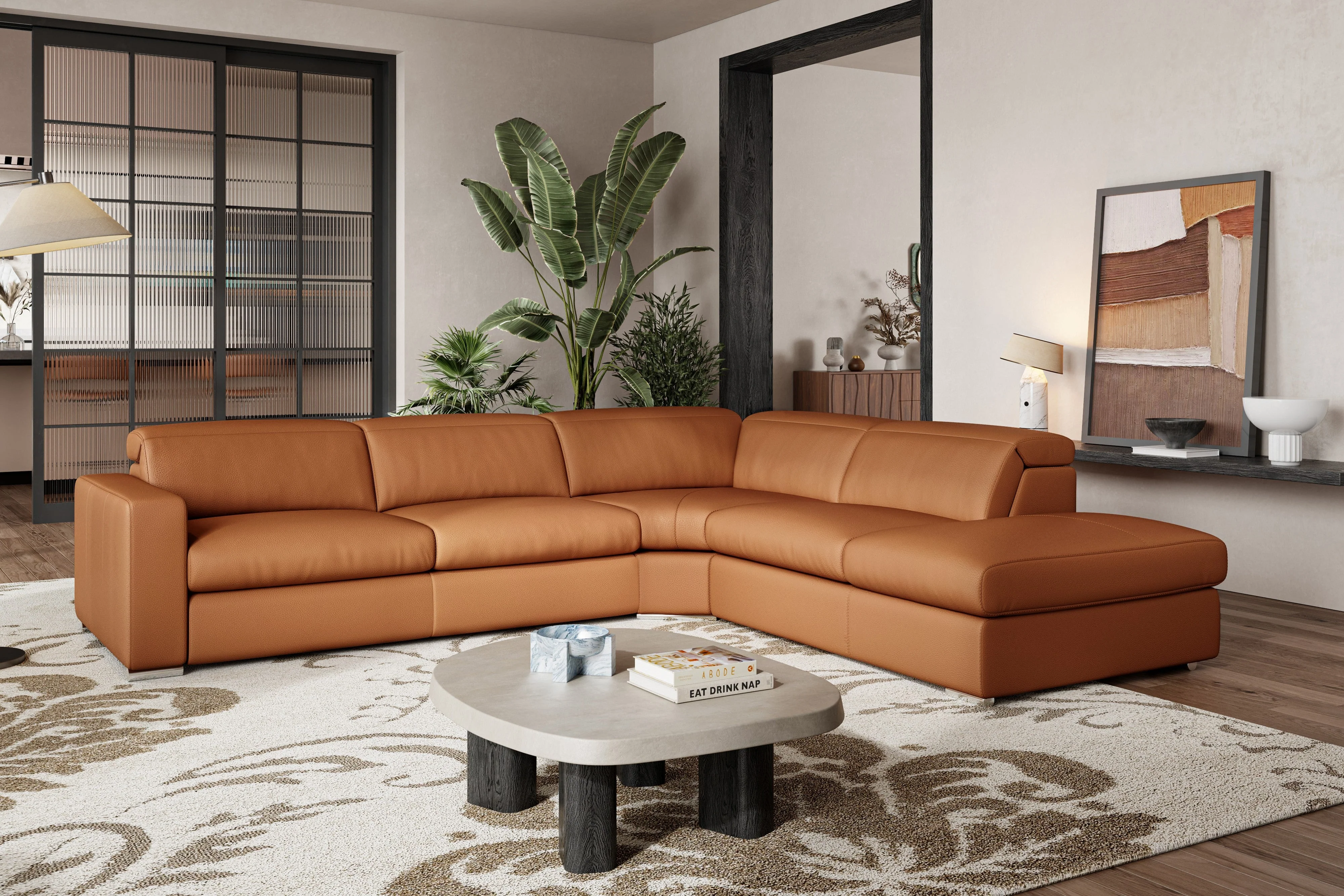 Clara Leather Recliner Sectional Lounge - Image 17
