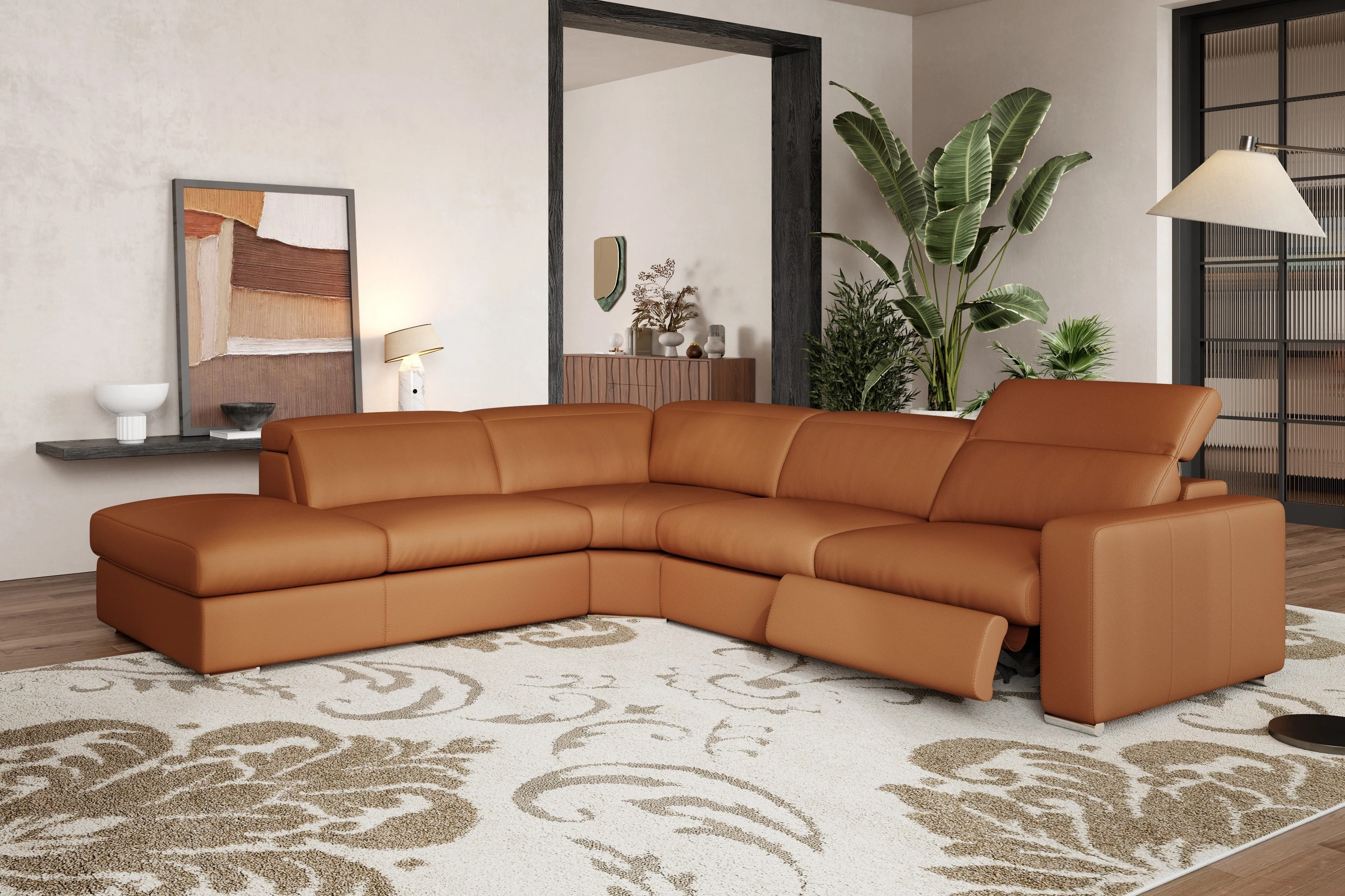 Clara Leather Recliner Sectional Lounge - Image 2
