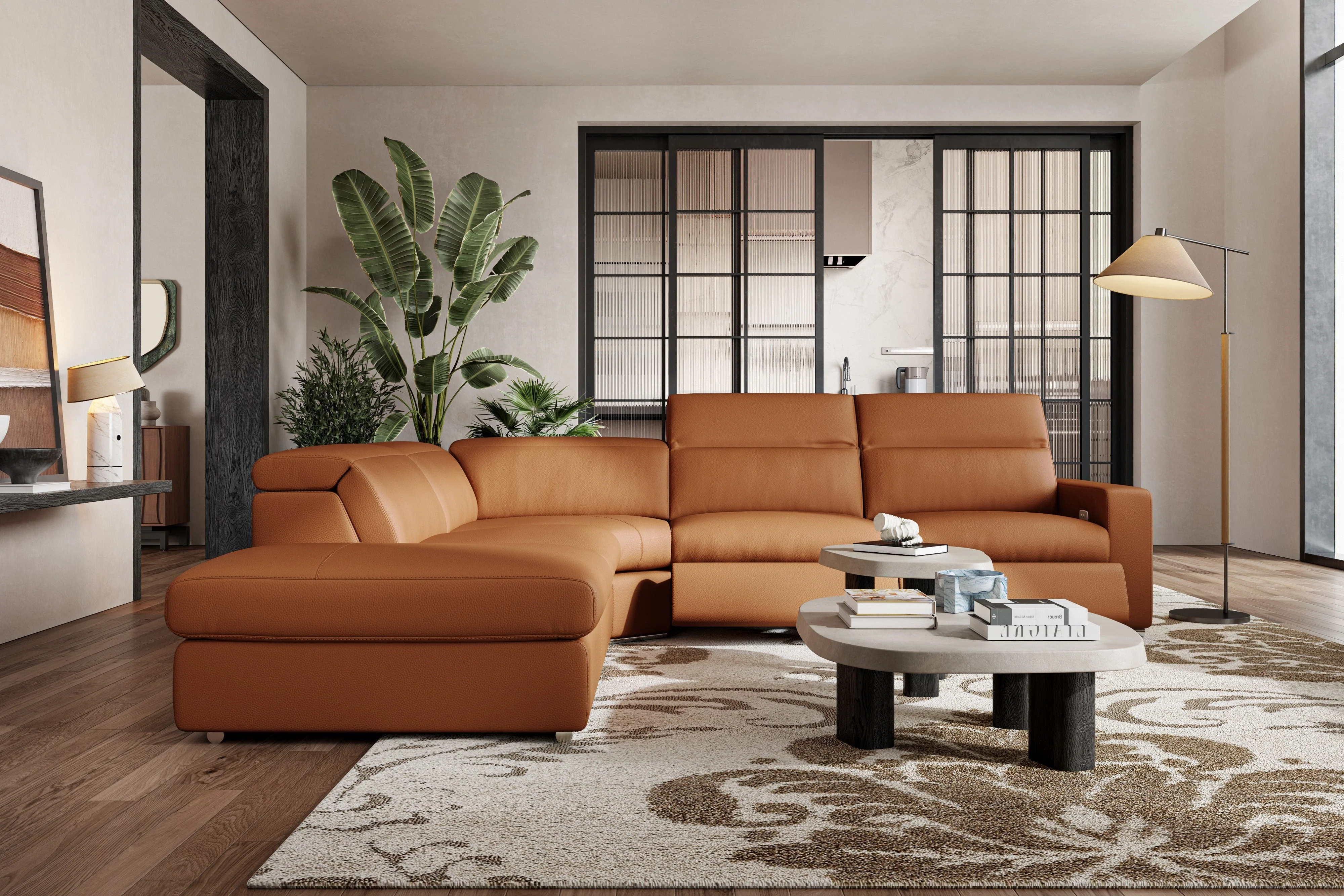 Clara Leather Recliner Sectional Lounge - Image 4