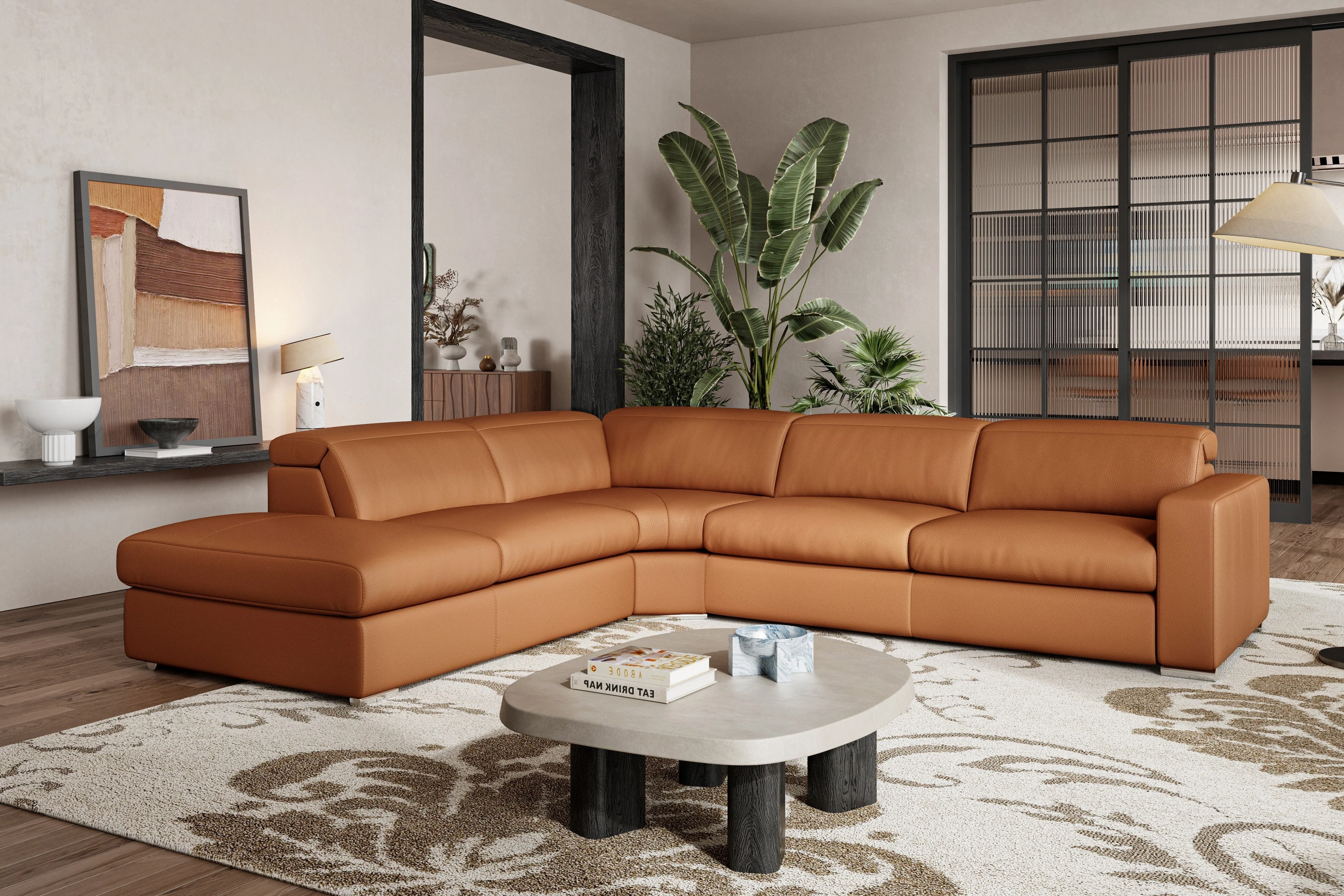 Clara Leather Recliner Sectional Lounge - Image 5