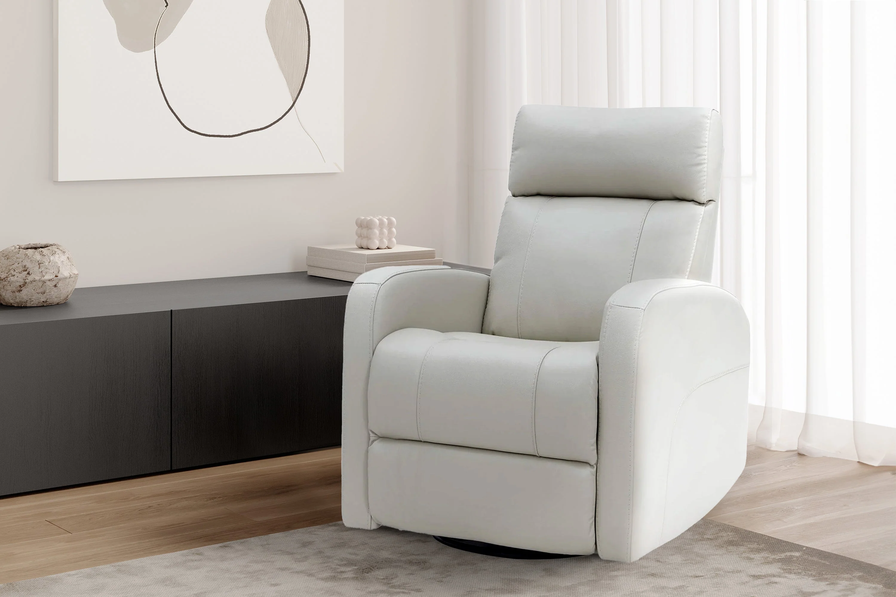 Dayna Leather Swivel Recliner Chair - Image 15