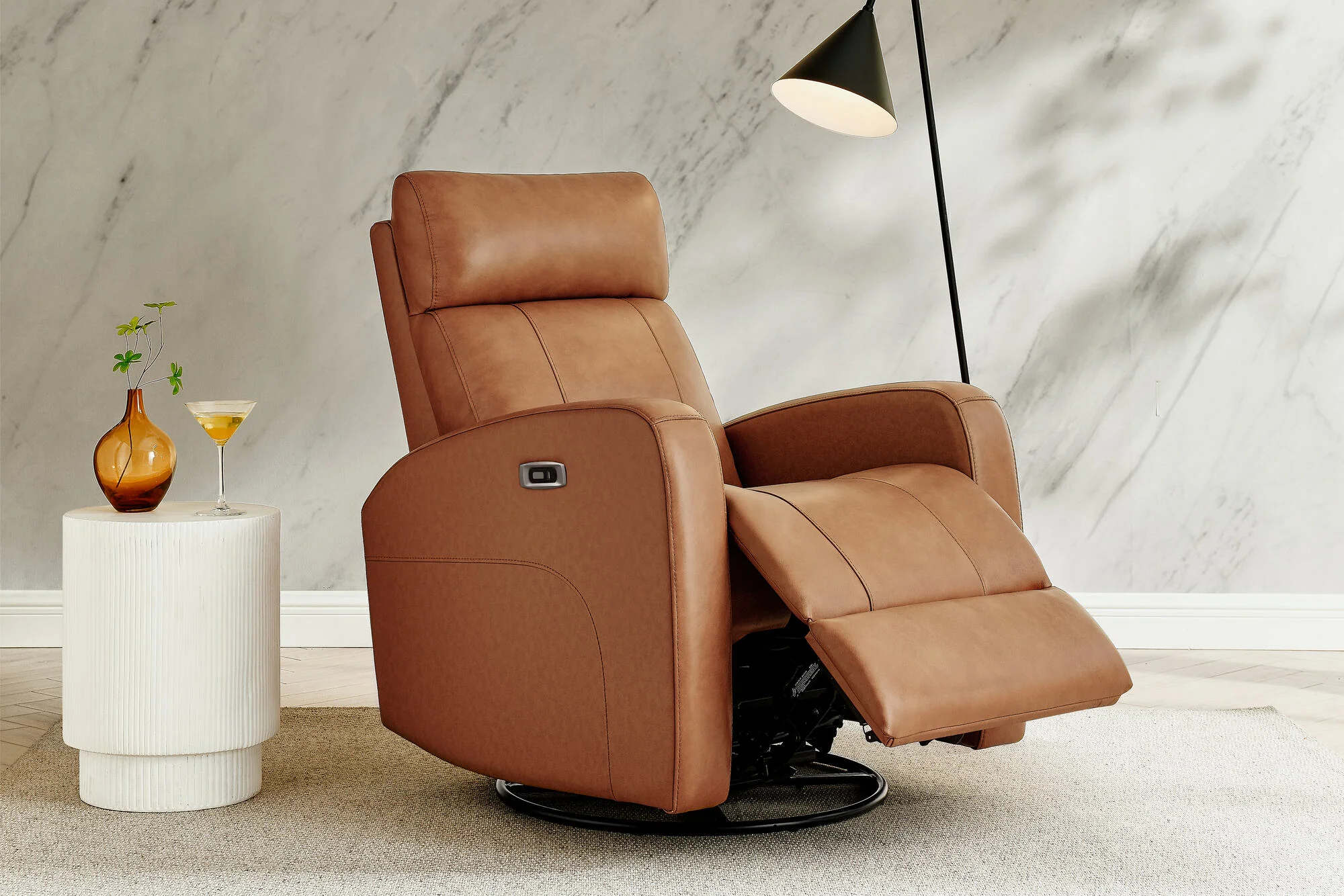 Dayna Leather Swivel Recliner Chair - Image 2