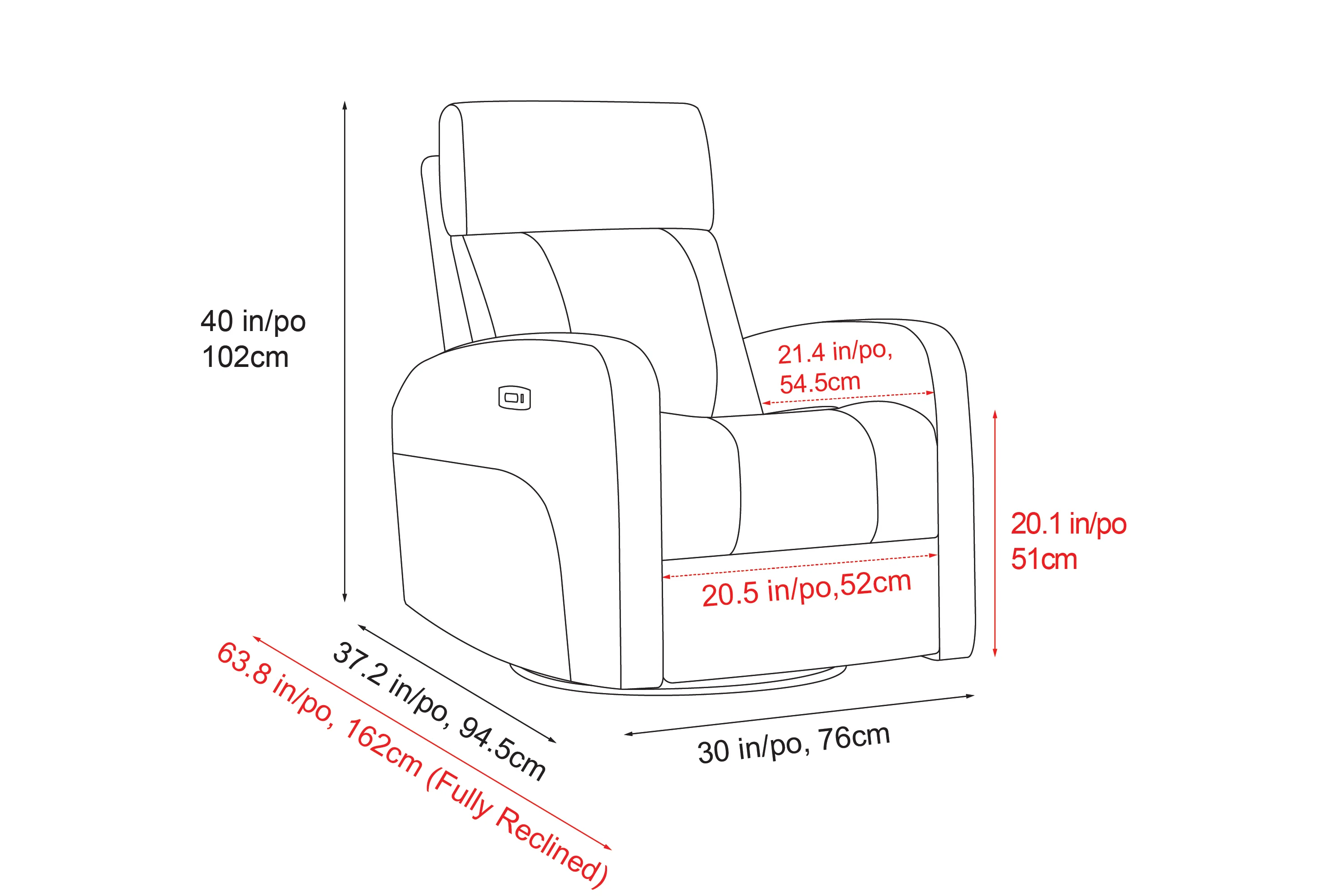 Dayna Leather Swivel Recliner Chair - Image 3
