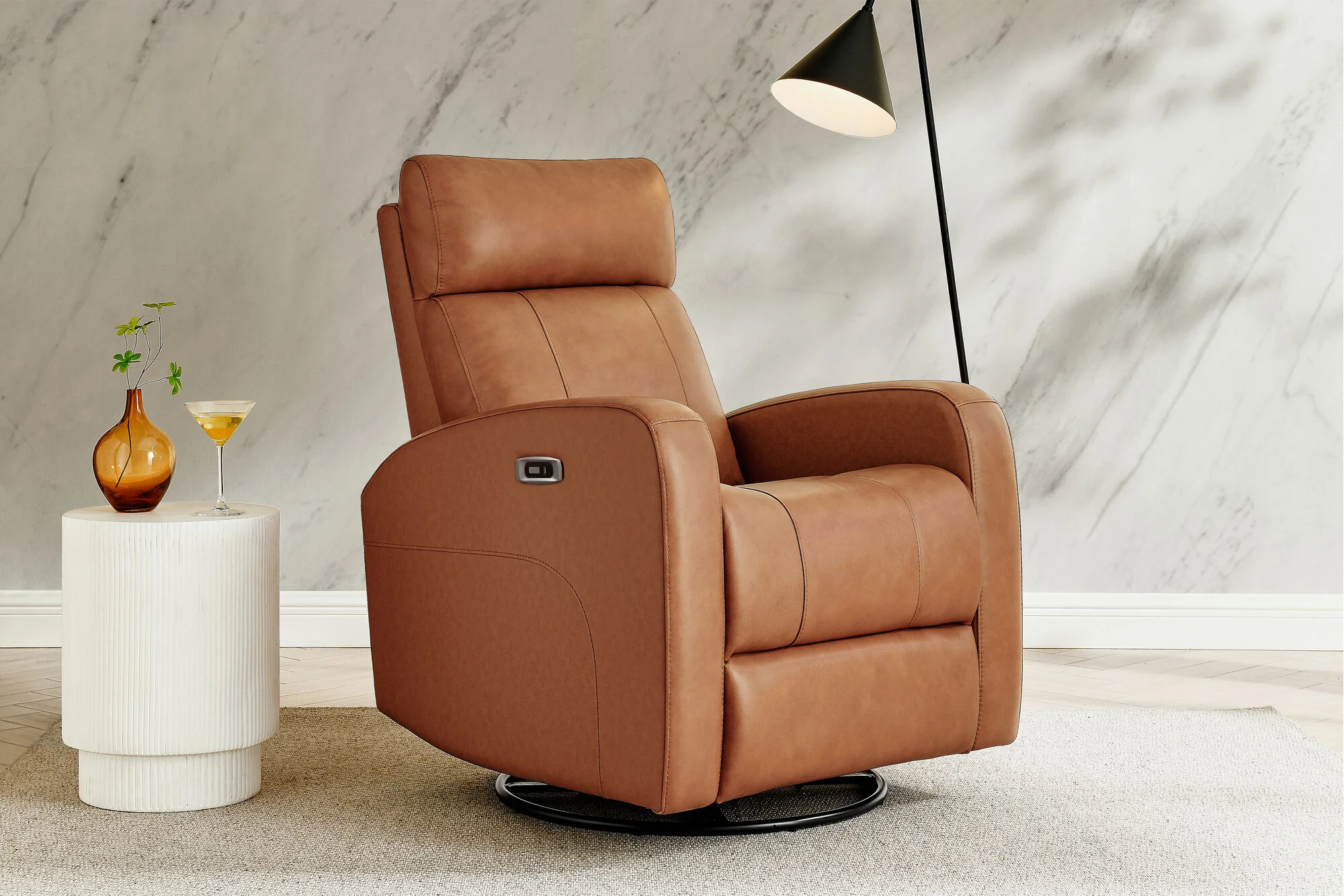 Dayna Leather Swivel Recliner Chair - Image 4