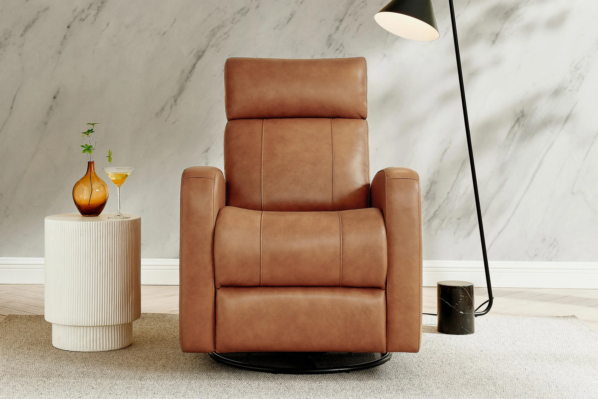 Dayna Leather Swivel Recliner Chair - Image 5