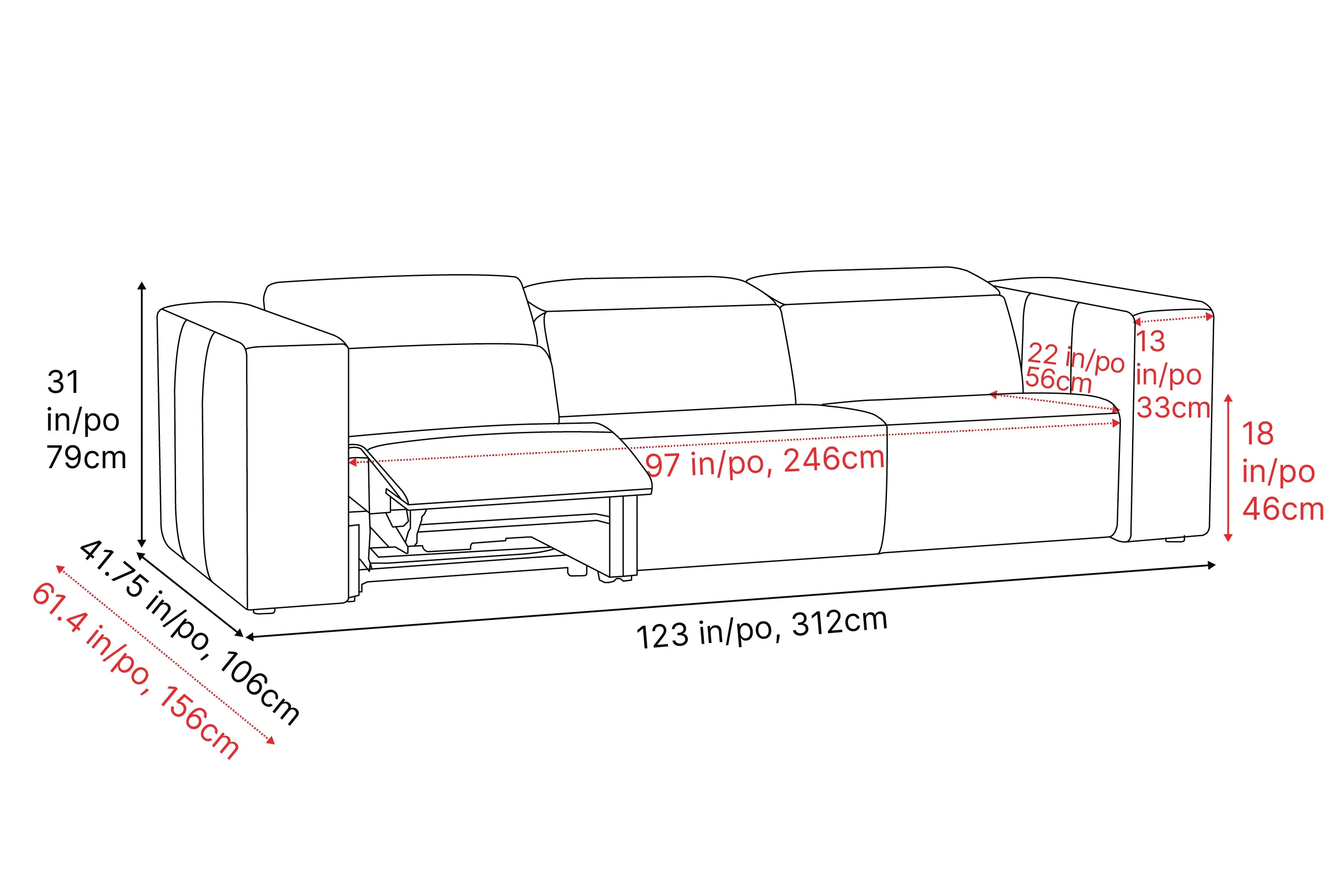 Eden Leather Dual Recliner Lounge - Image 10