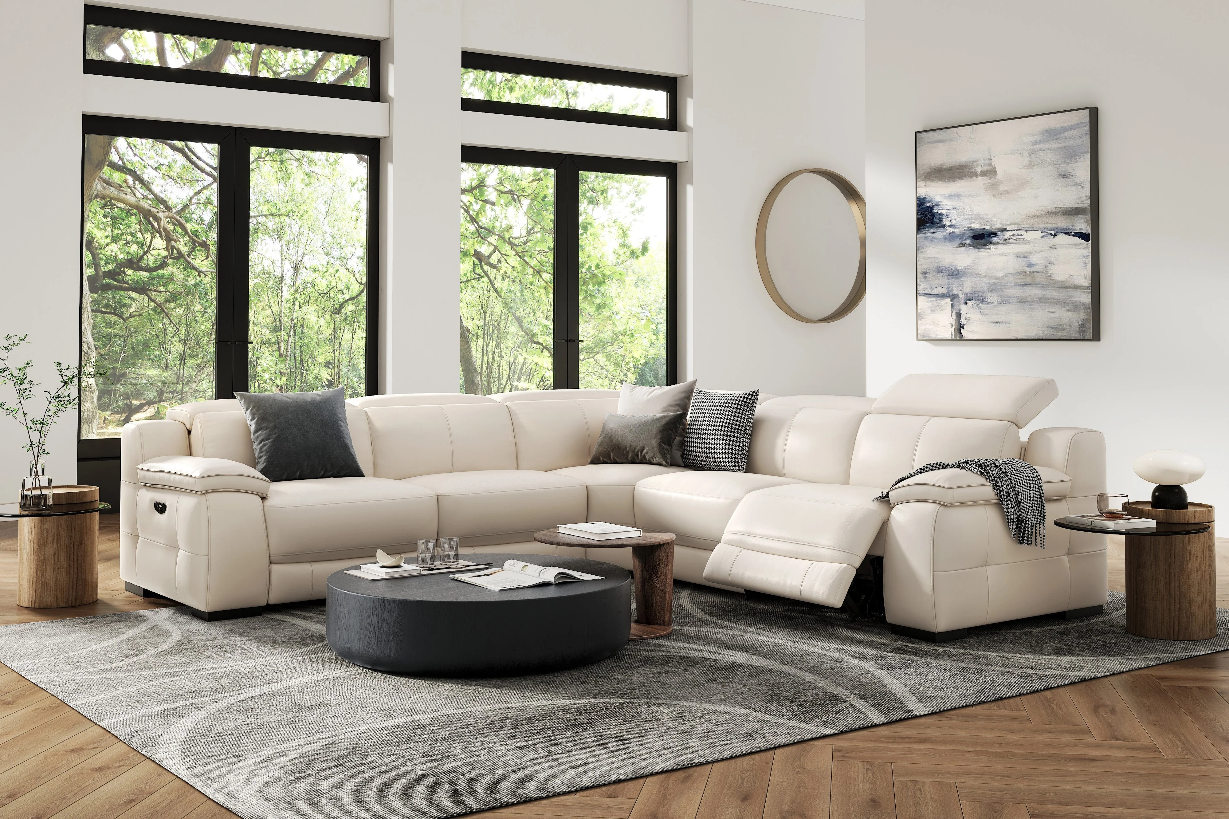 Ellie Leather Corner Sectional Lounge - Image 2
