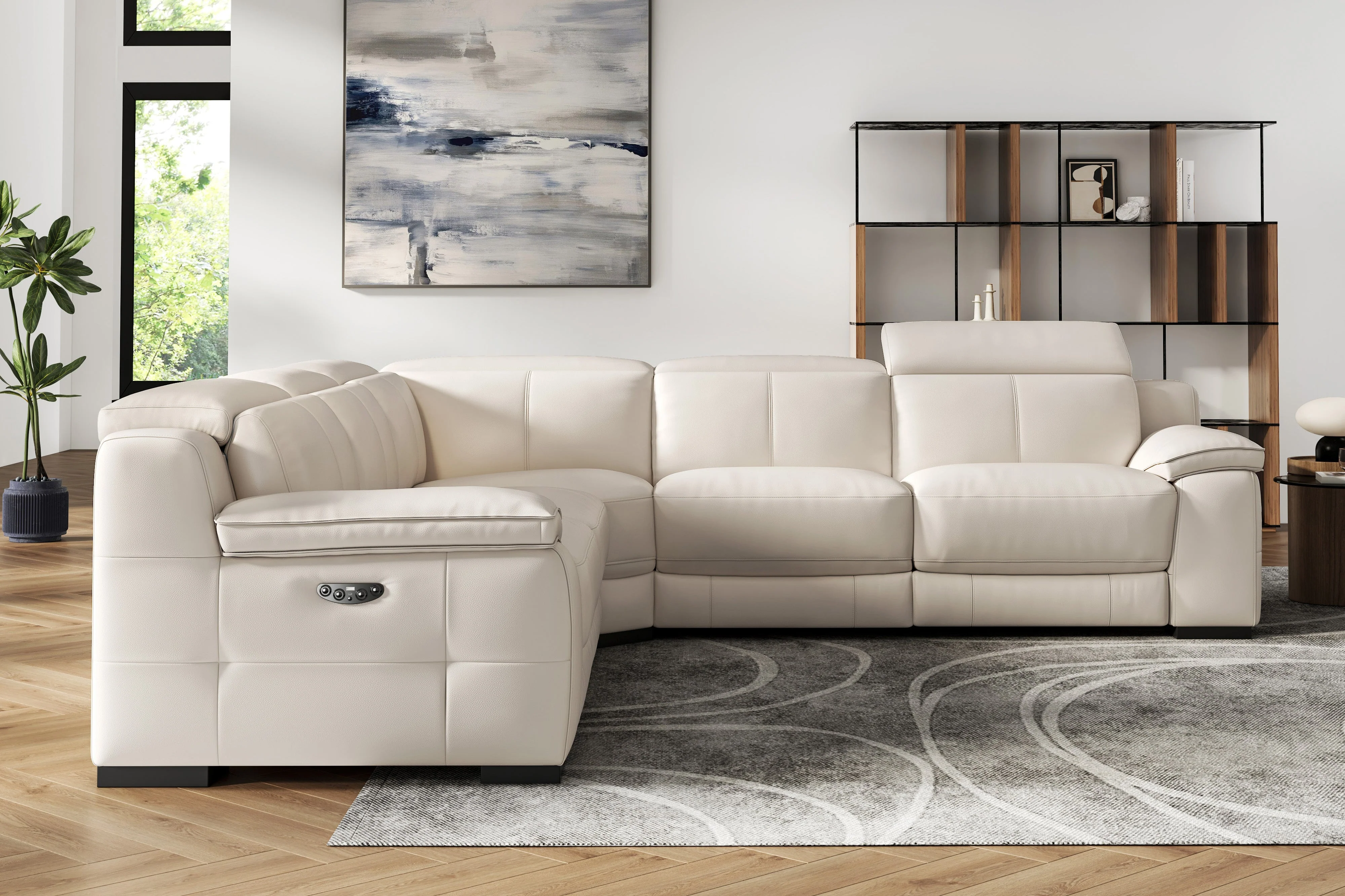 Ellie Leather Corner Sectional Lounge - Image 4