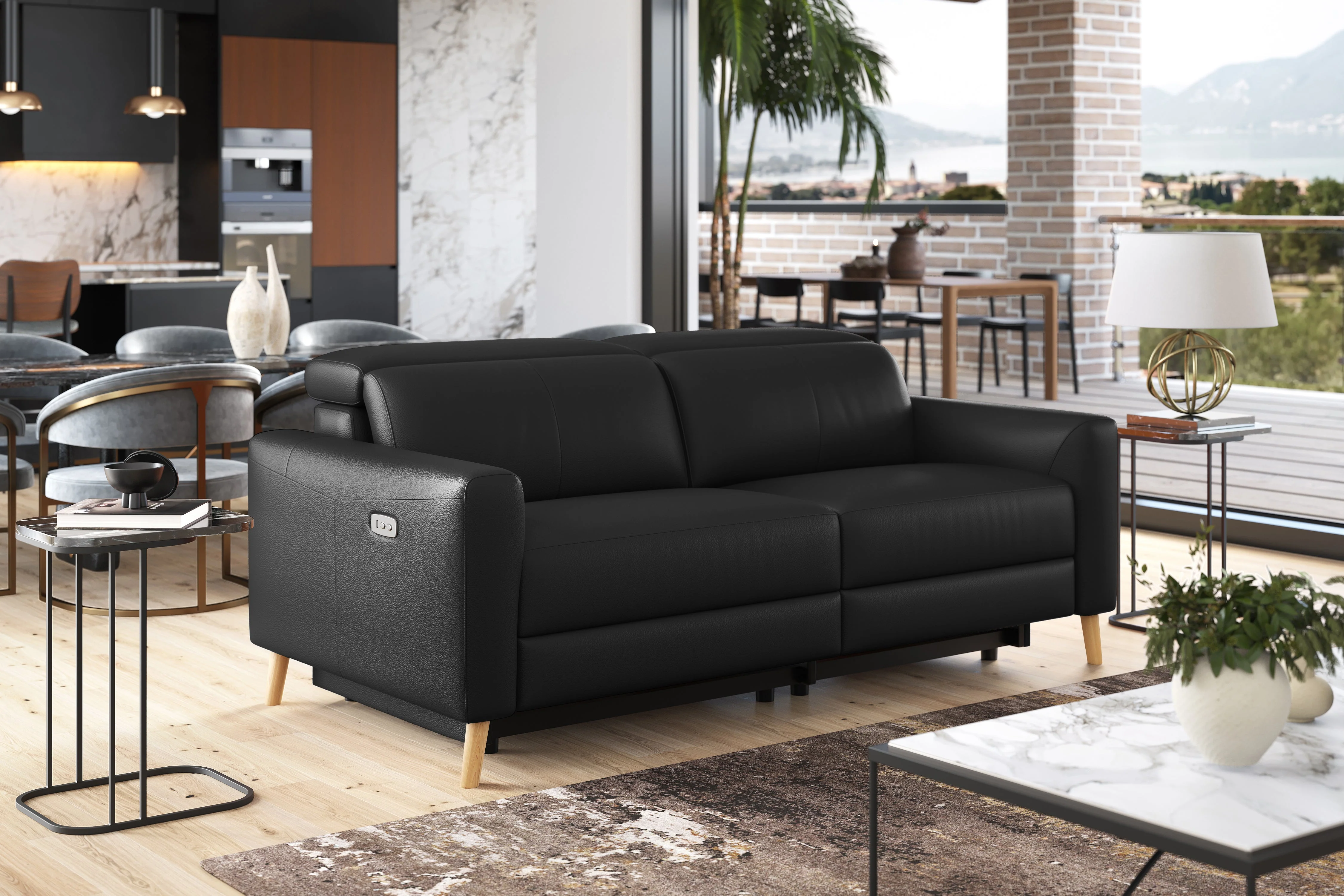 Elodie Leather Dual Recliner Lounge - Image 42