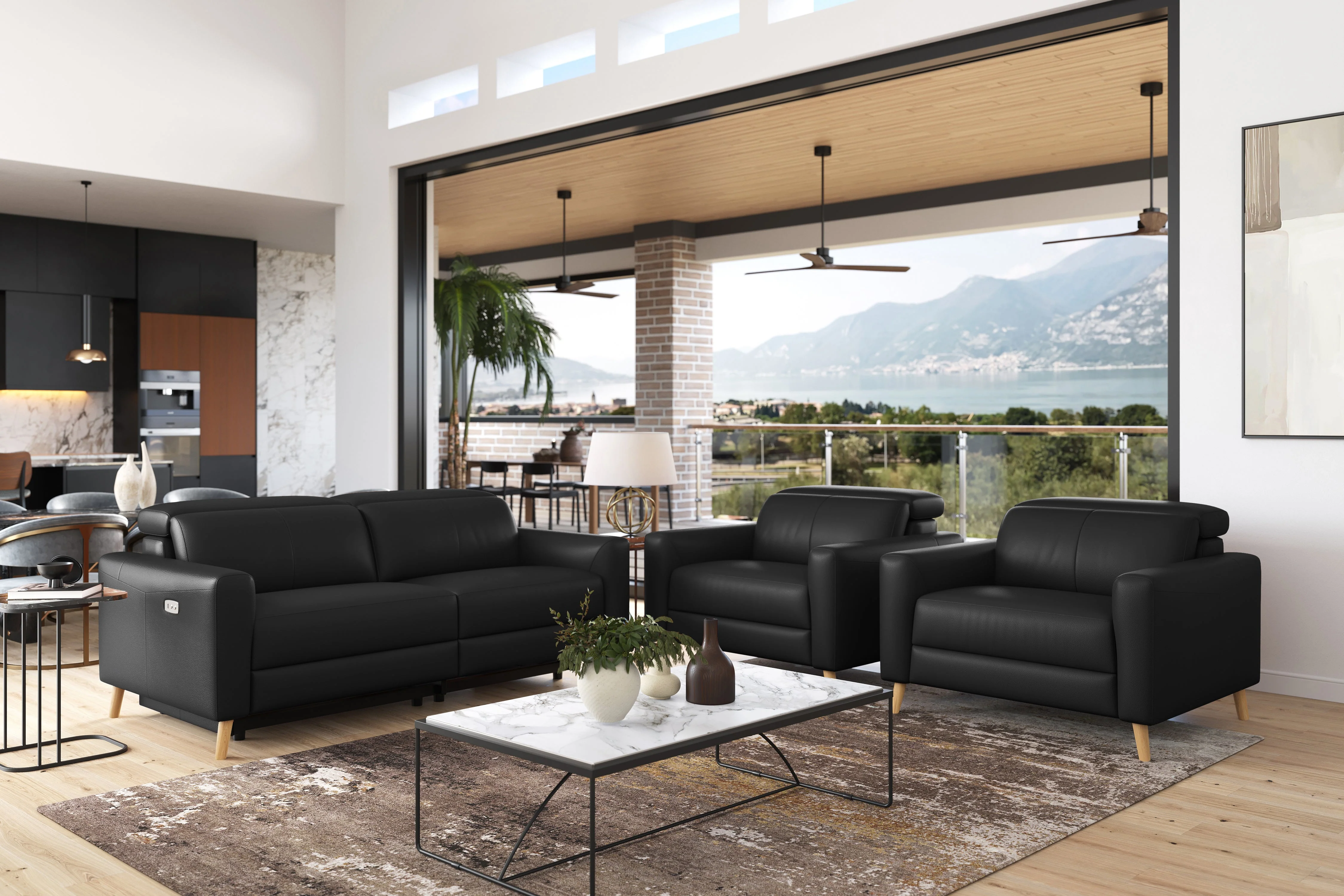 Elodie Leather Dual Recliner Lounge - Image 44